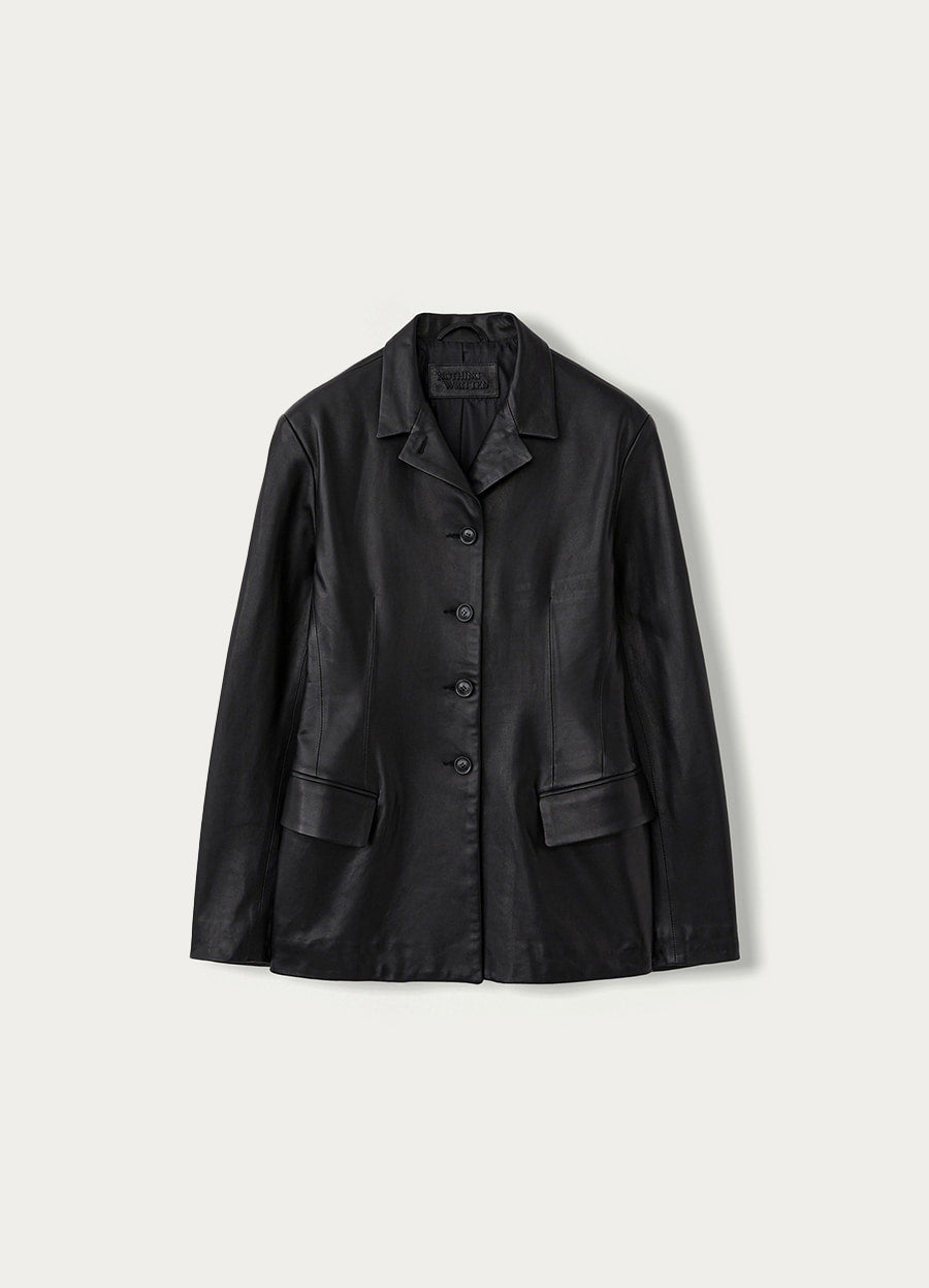 Nothing Written Single-breasted tailored leather jacket (Black)