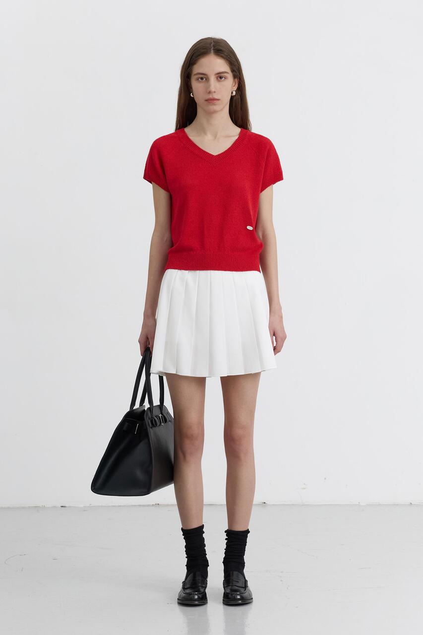 Dunst Summer Linen V-Neck Knit Red
