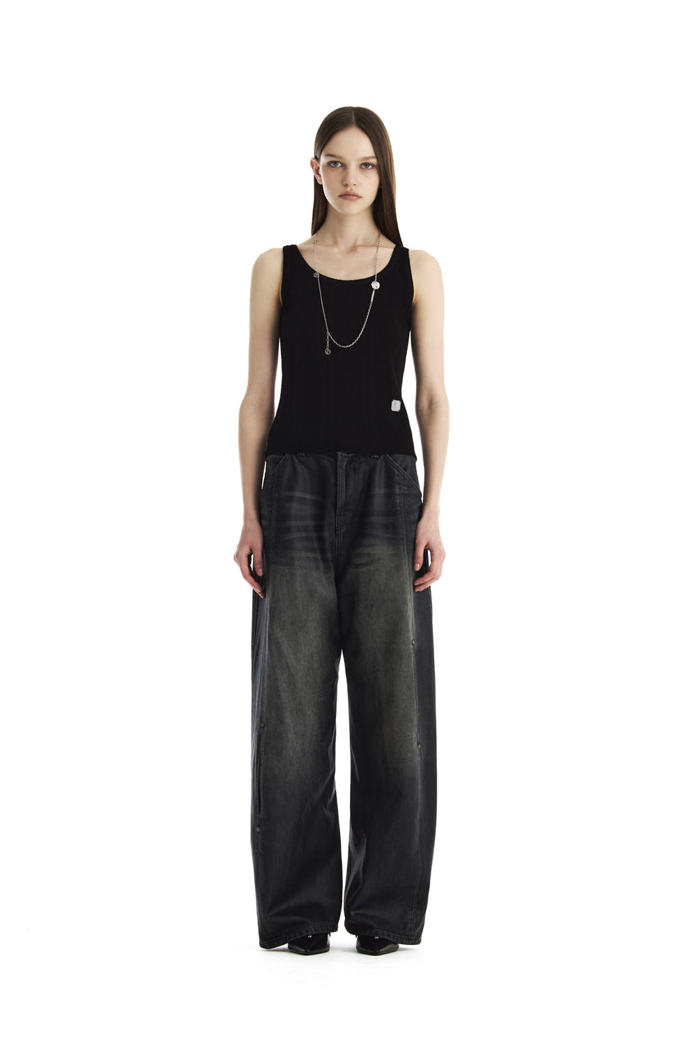 Treemingbird Essential Ribbed Knit Sleeveless Top Black