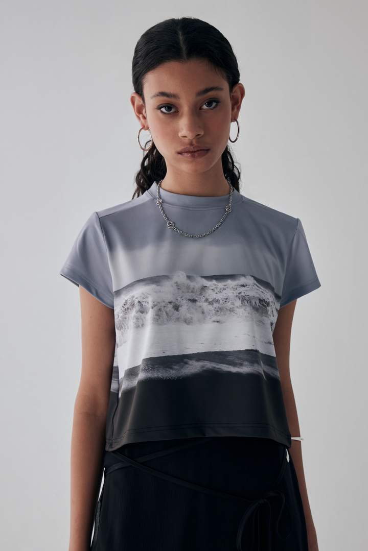 Treemingbird Summer Wave T-Shirts Light Blue Gray