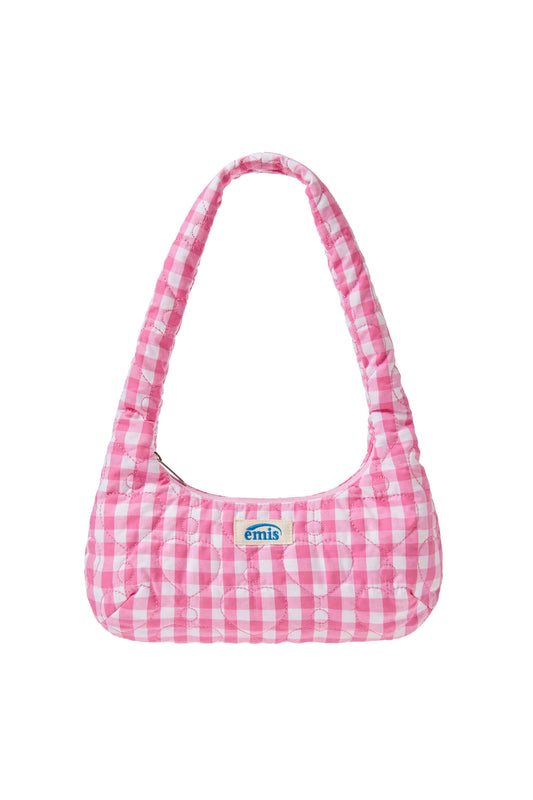 HEART QUILTED SHOULDER BAG-PINK