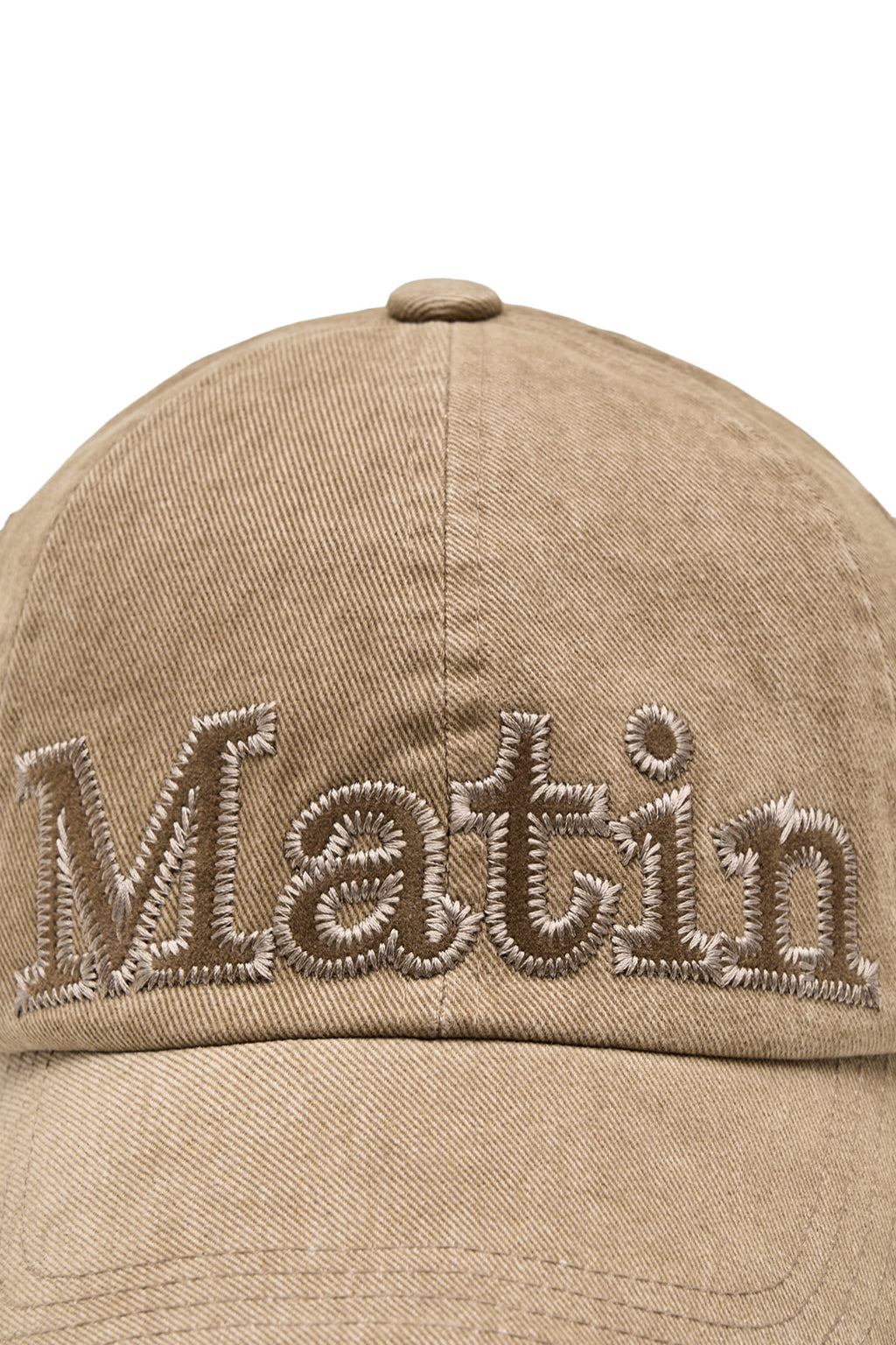 [matinkim] MATIN APPLIQUE STITCH BALL CAP IN CAMEL