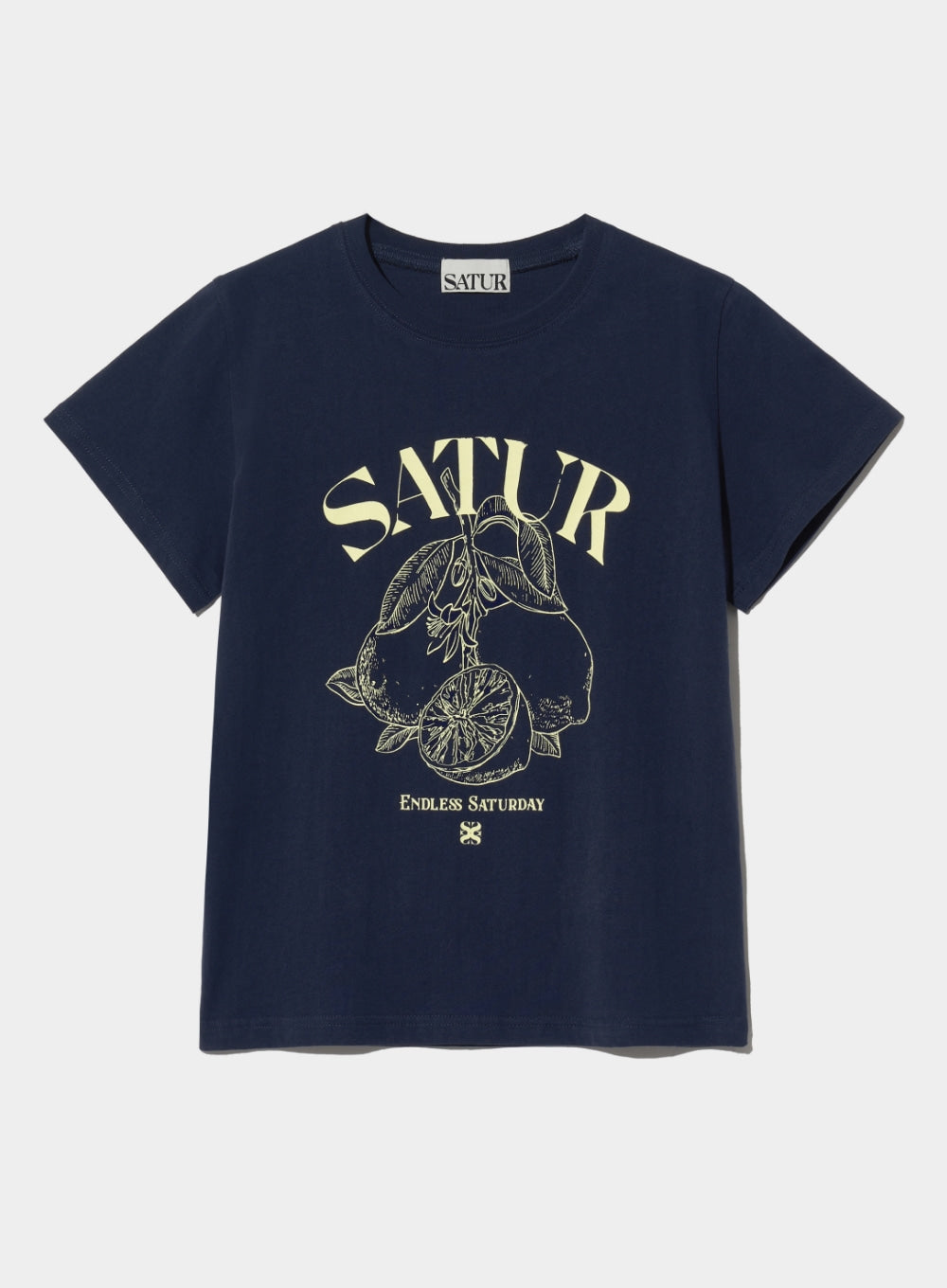 [satur] (W) Capri Citron Drawing Summer Graphic T-Shirt - Sunset Navy
