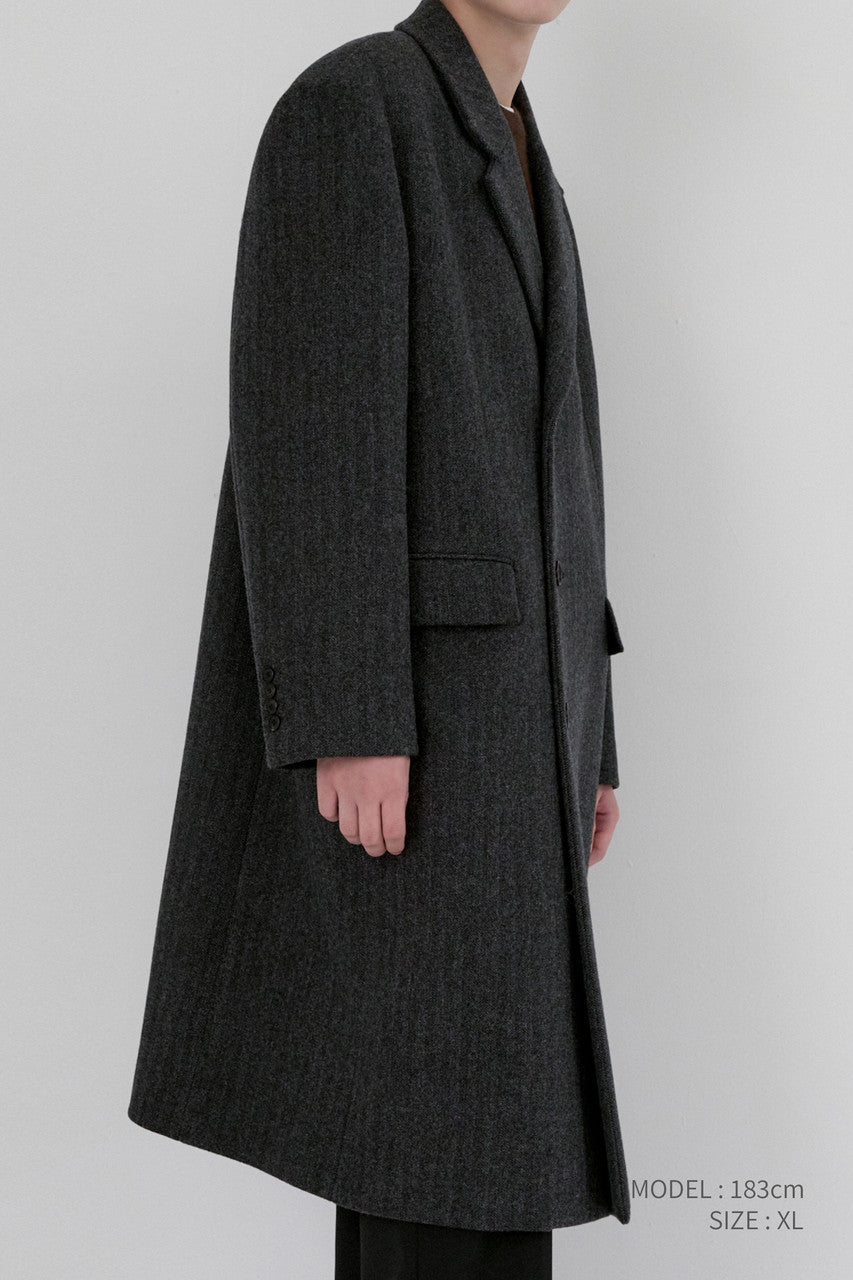 Dunst Unisex Boxy Tailored Coat Grey Herringbone