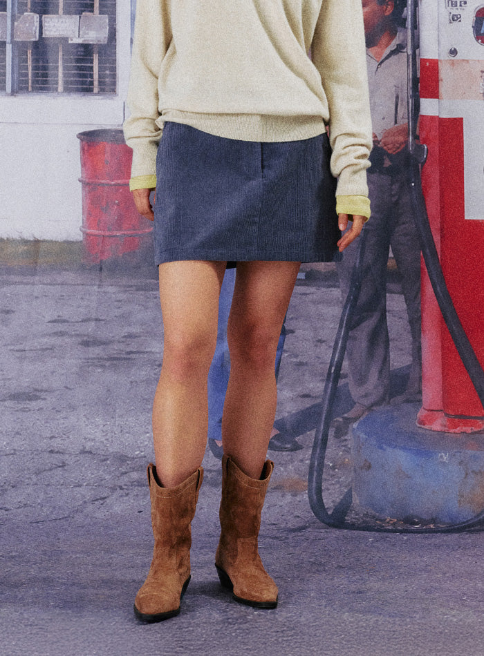 Mango Maniplease Joi Corduroy Mini Skirt Blue