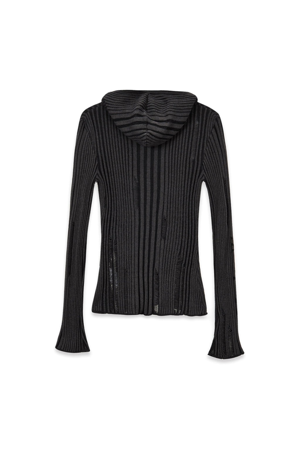 [matinkim] LOGO POINT DAMAGE SLIM HOODY CARDIGAN IN CHARCOAL