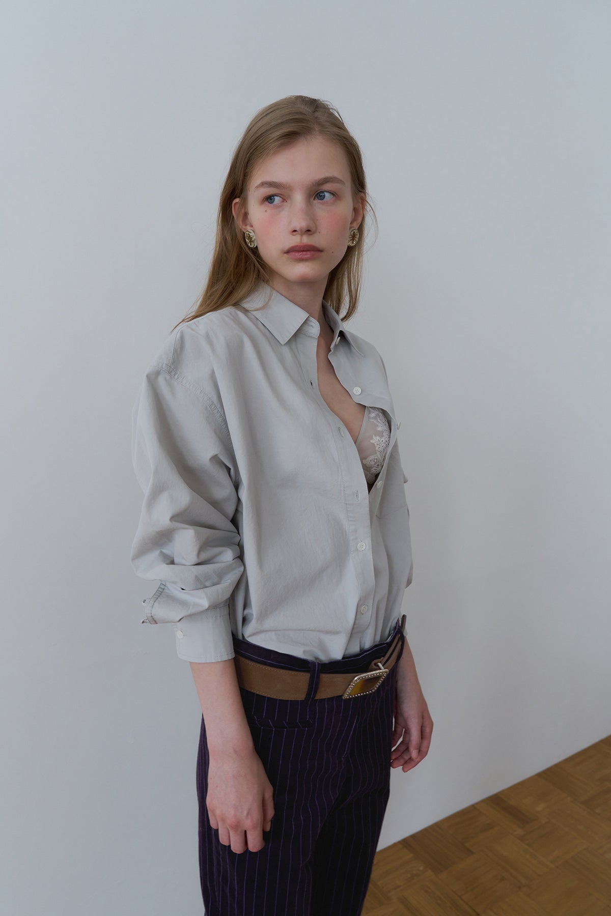 Overdueflair Essential Bio-Washed Cotton Shirt Mid Grey