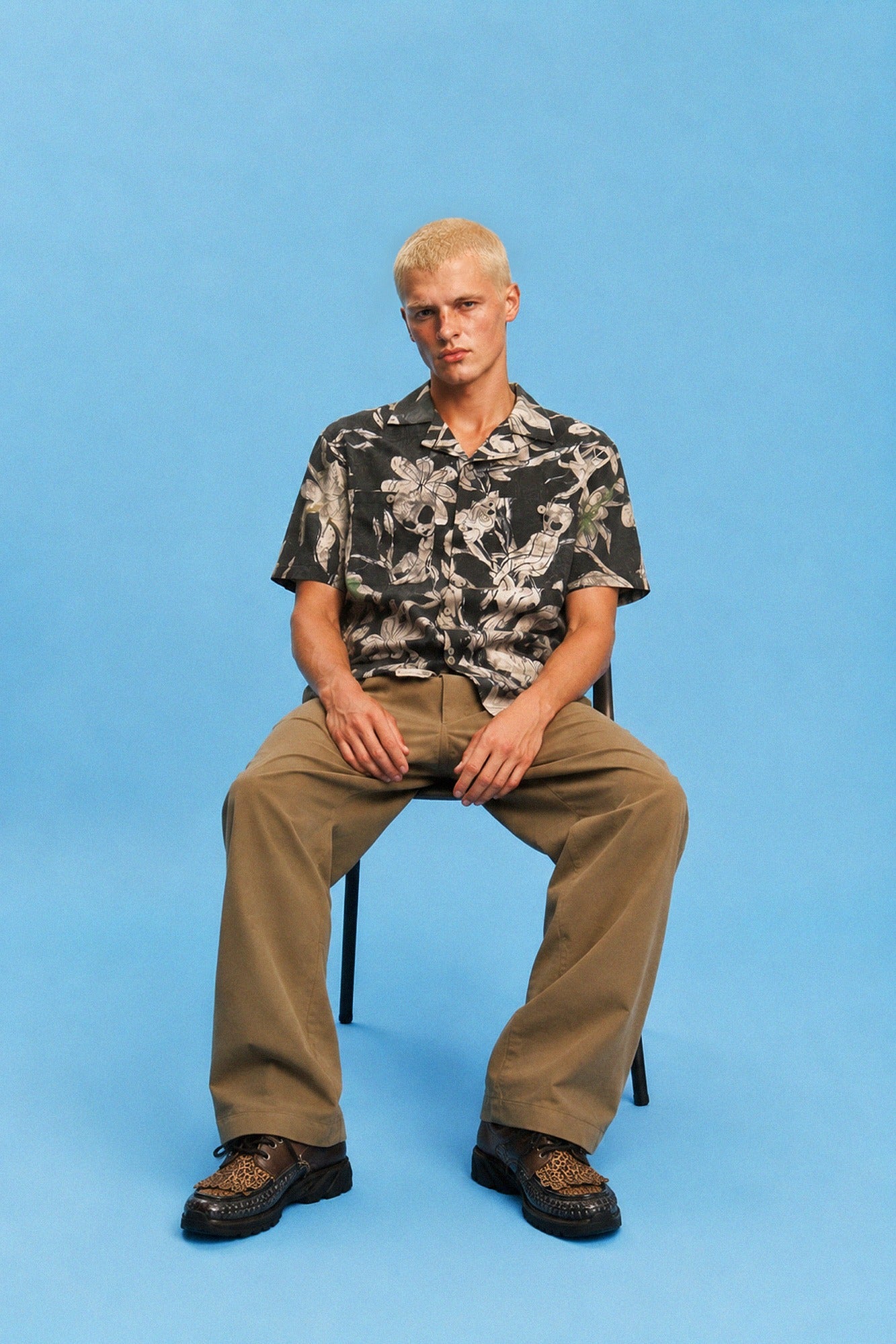 Andersson Bell Flower Printed Open Collar Shirt