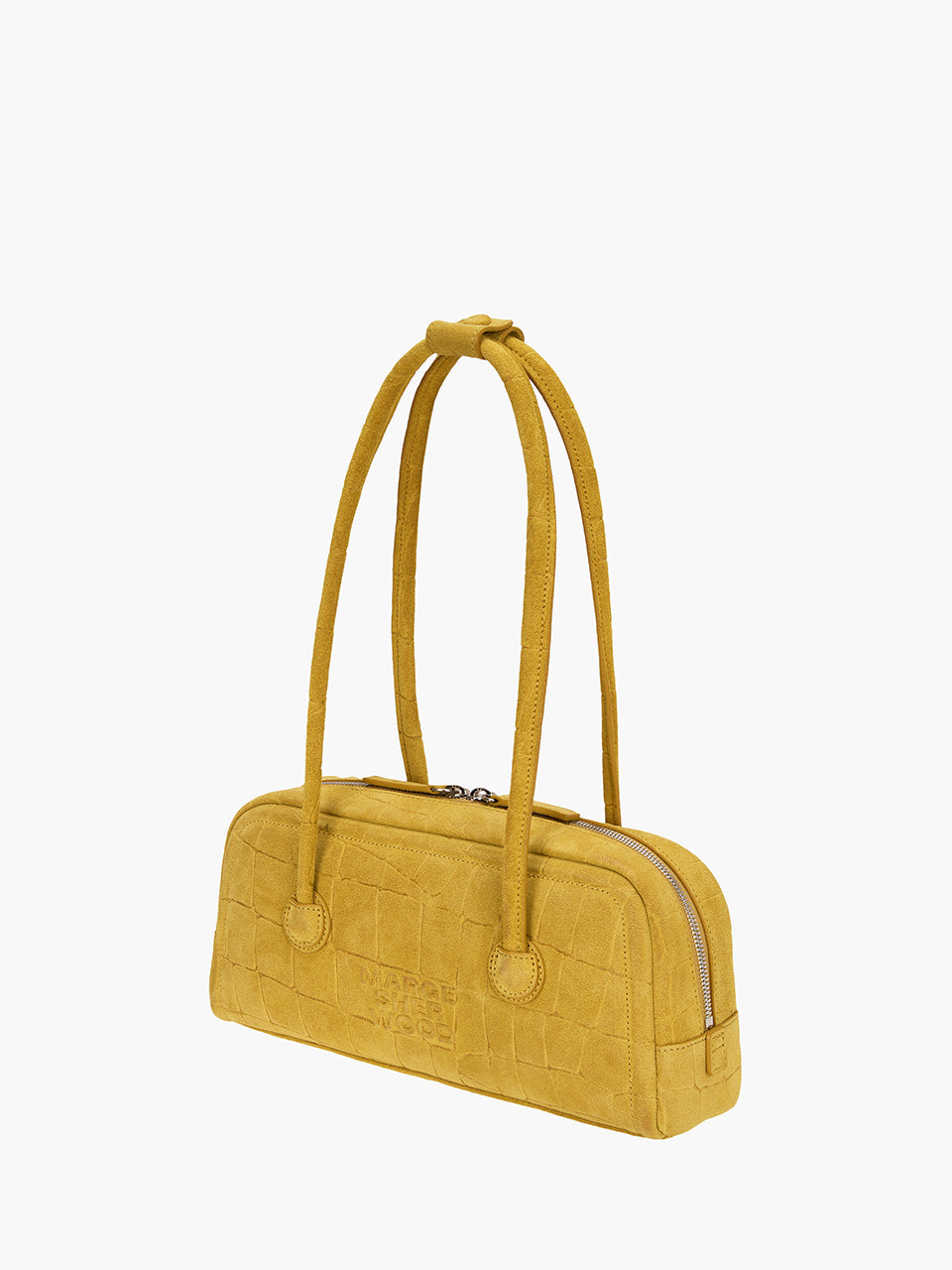 Margesherwood Soft Boston EW mustard croc-effect suede