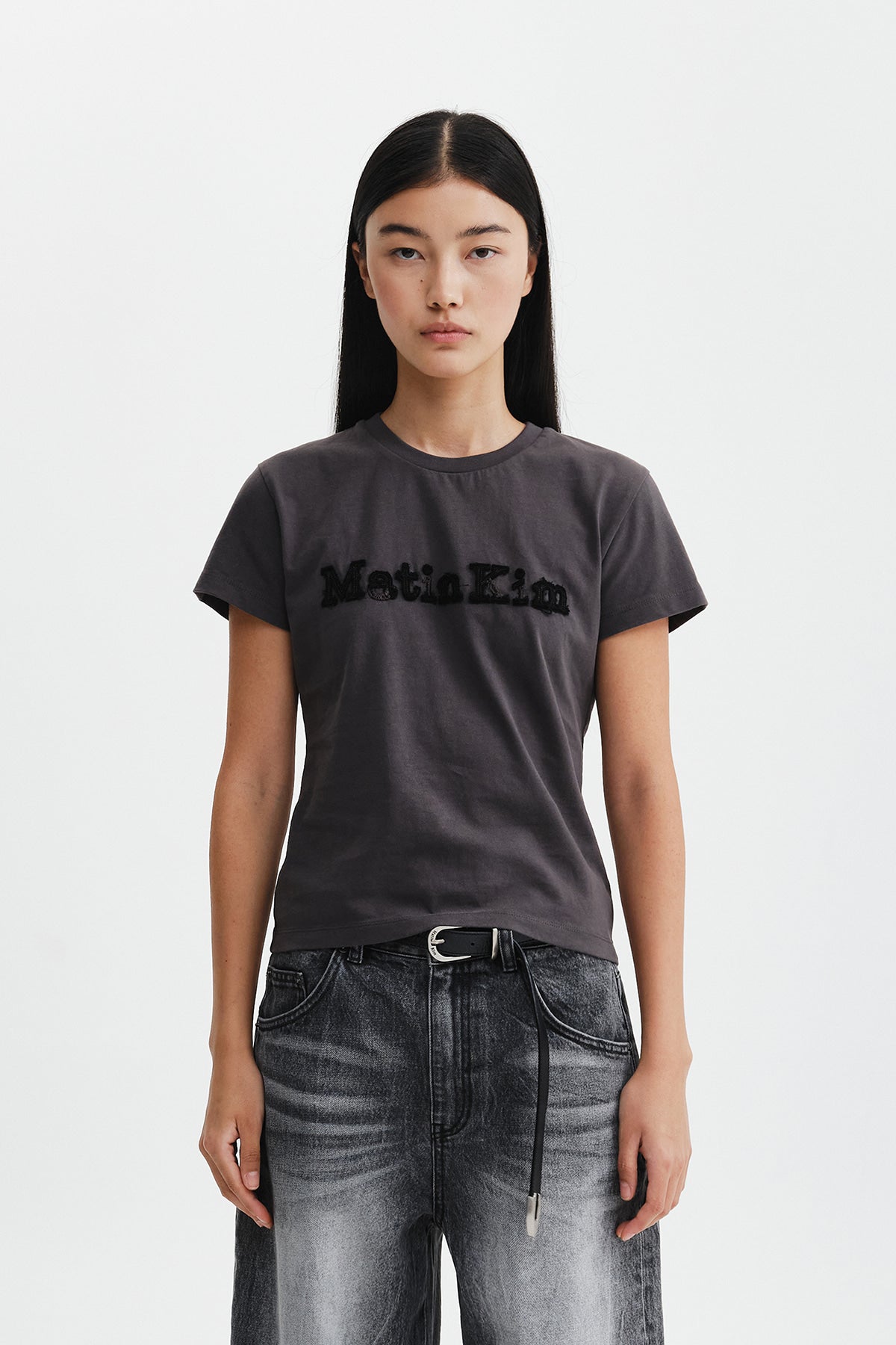 Matinkim Applique Logo Slim Top IN Charcoal