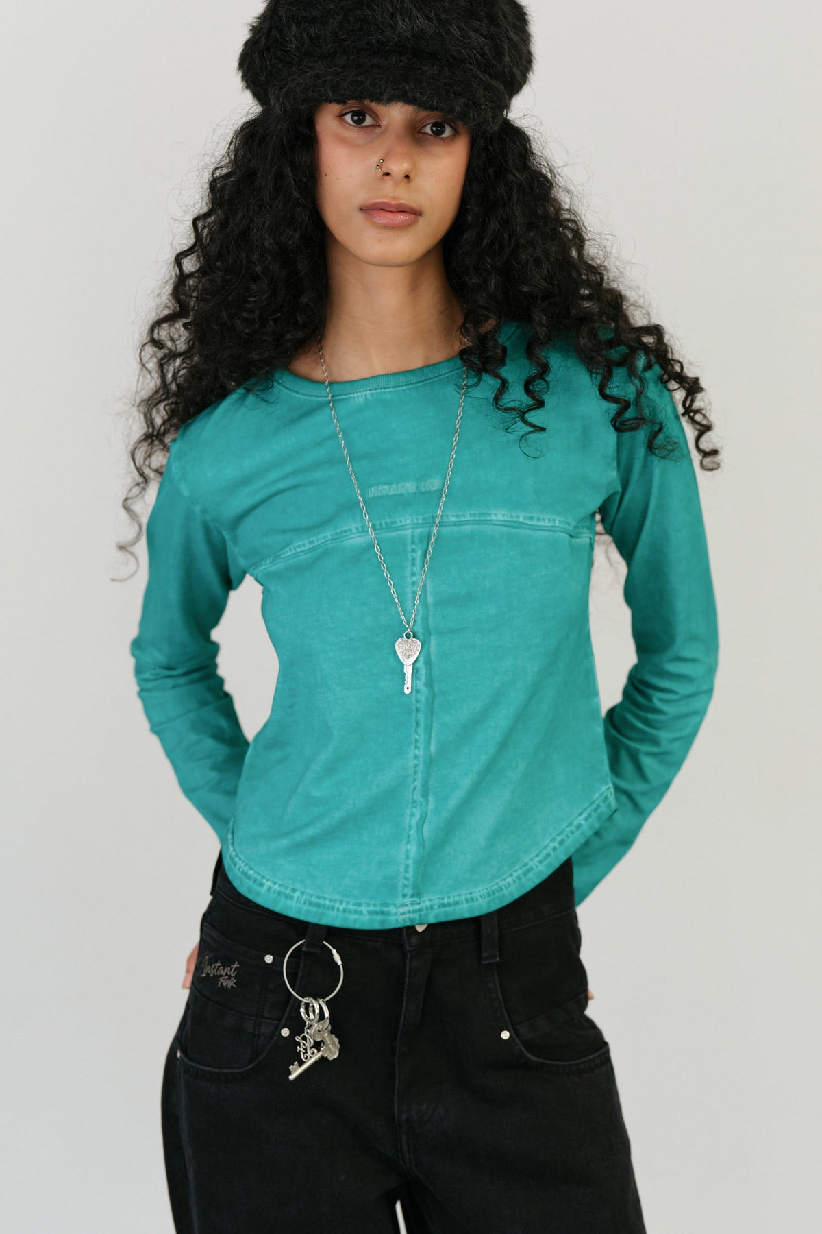 Instantfunk Pigment Cropped Tee - Cyan