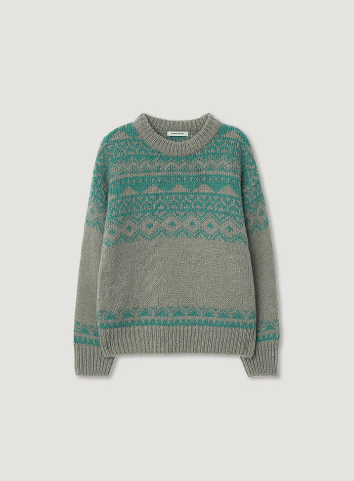 Mango Maniplease Hatty Nordic Knit Moca Mint