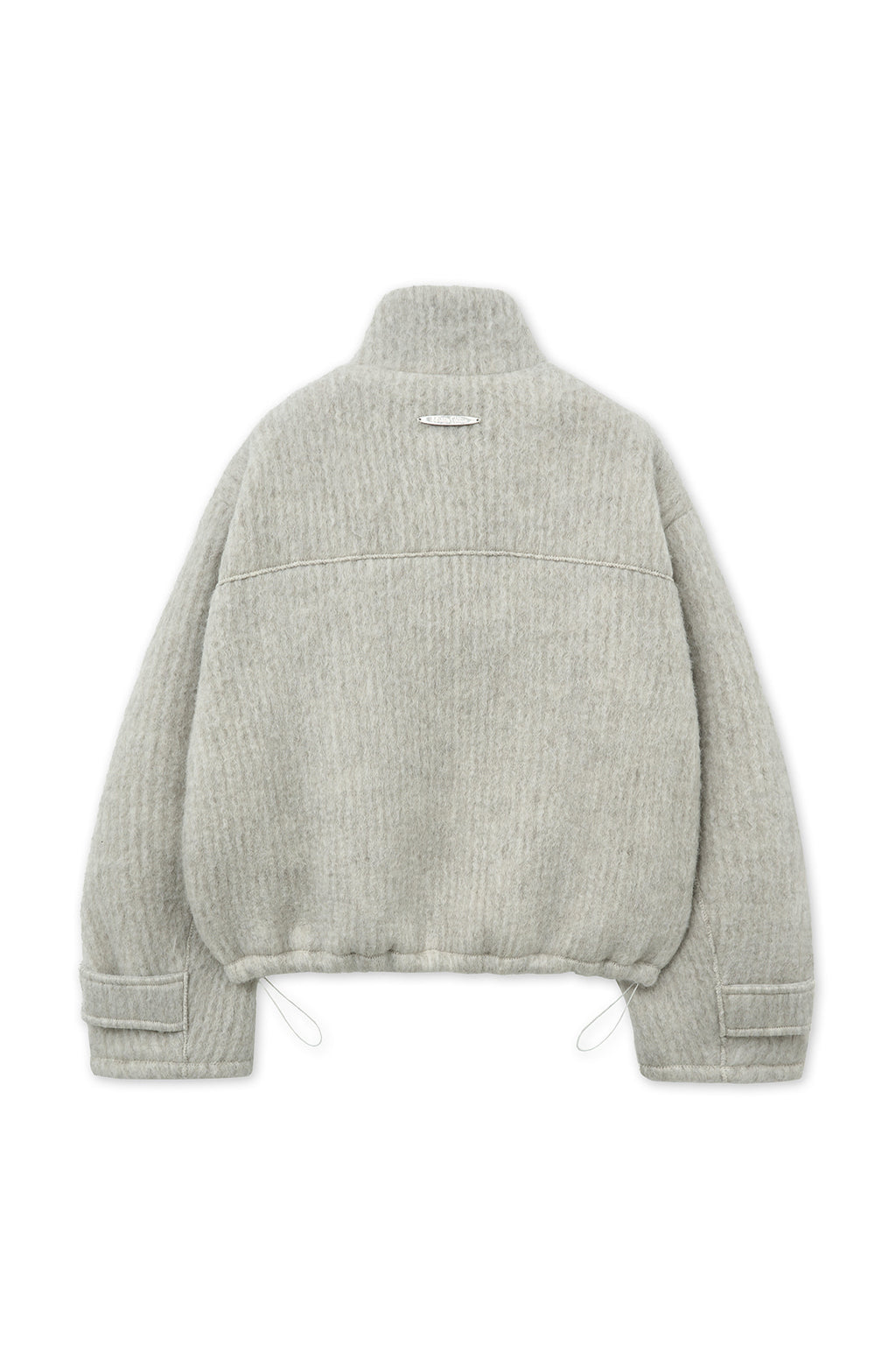 [matinkim] HAIRY HIGH NECK ZIP UP JUMPER IN LIGHT BEIGE