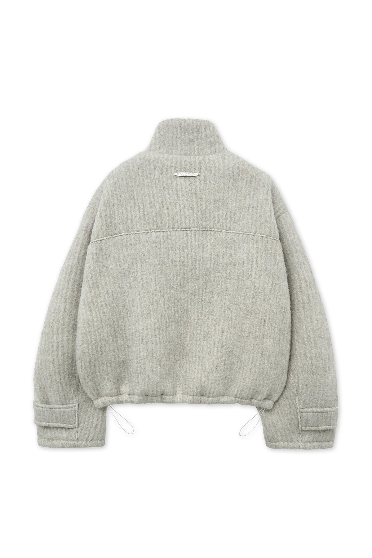 [matinkim] HAIRY HIGH NECK ZIP UP JUMPER IN LIGHT BEIGE