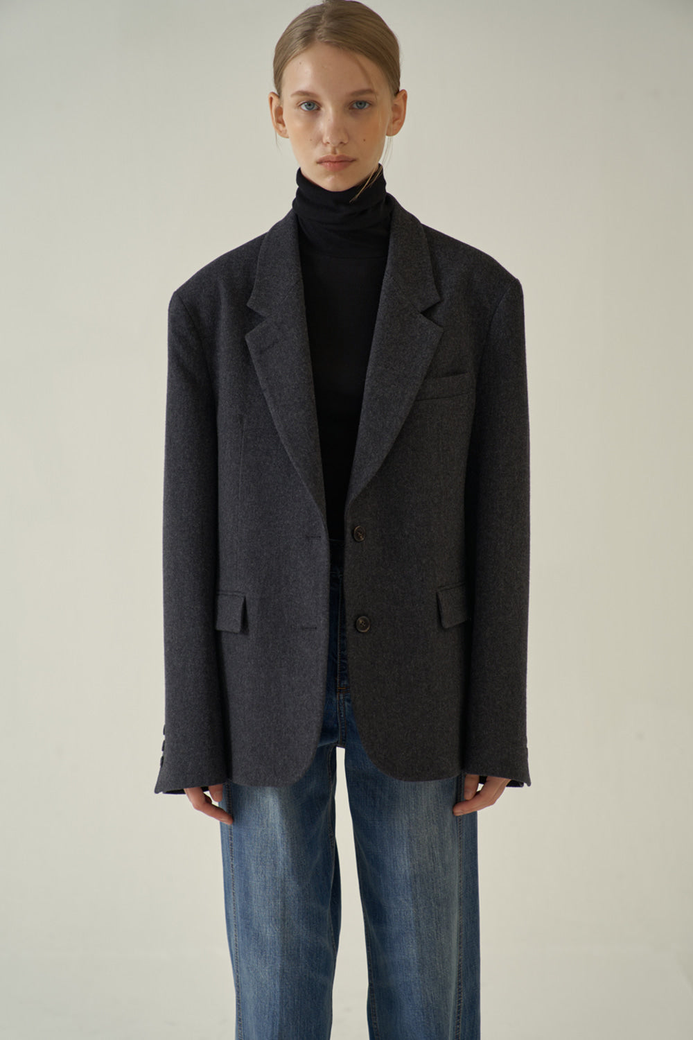 Facade Pattern Classic Wool Jacket charcoal