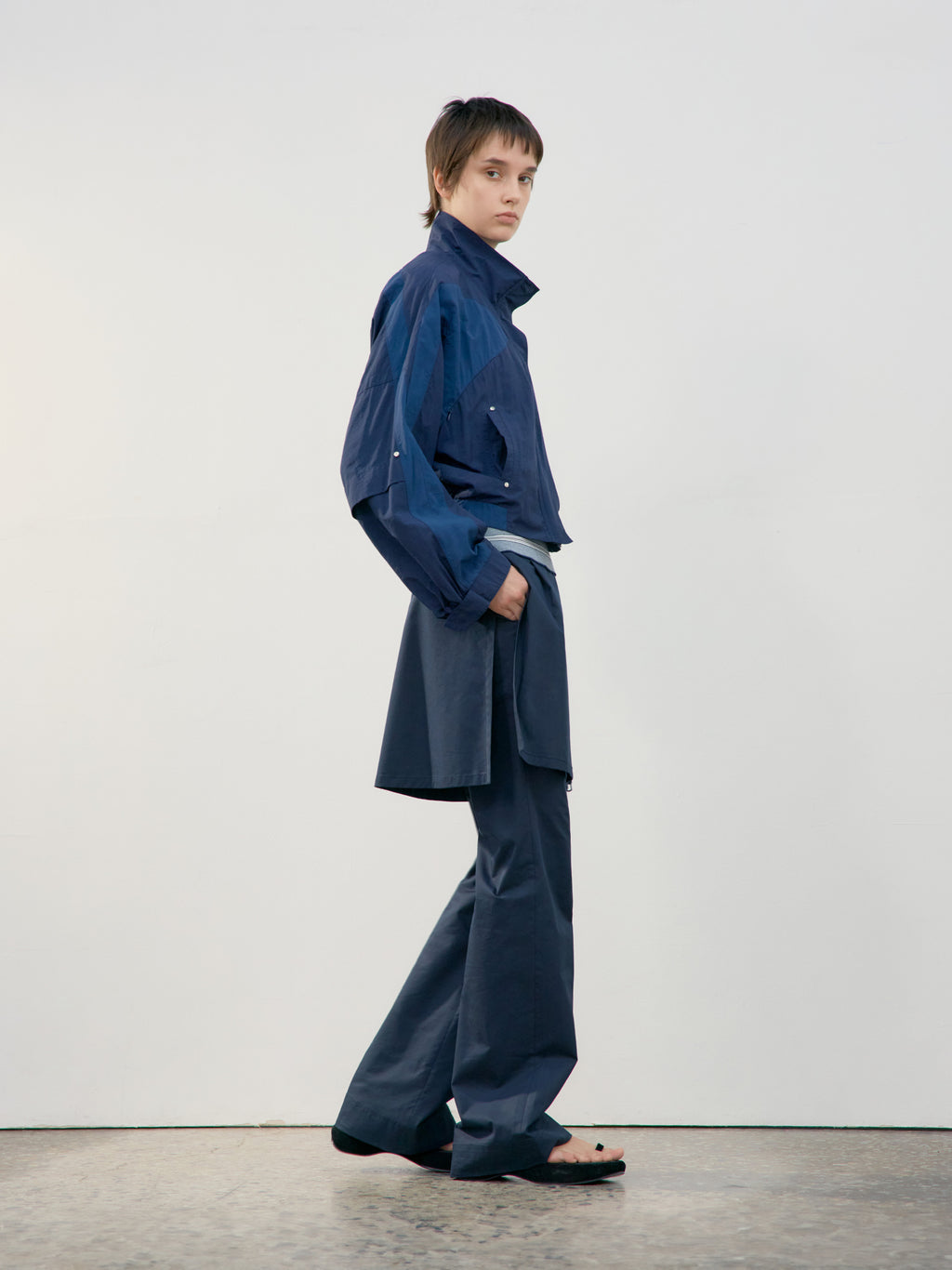 Low Classic New Layered Wrap Skirt Pants Navy
