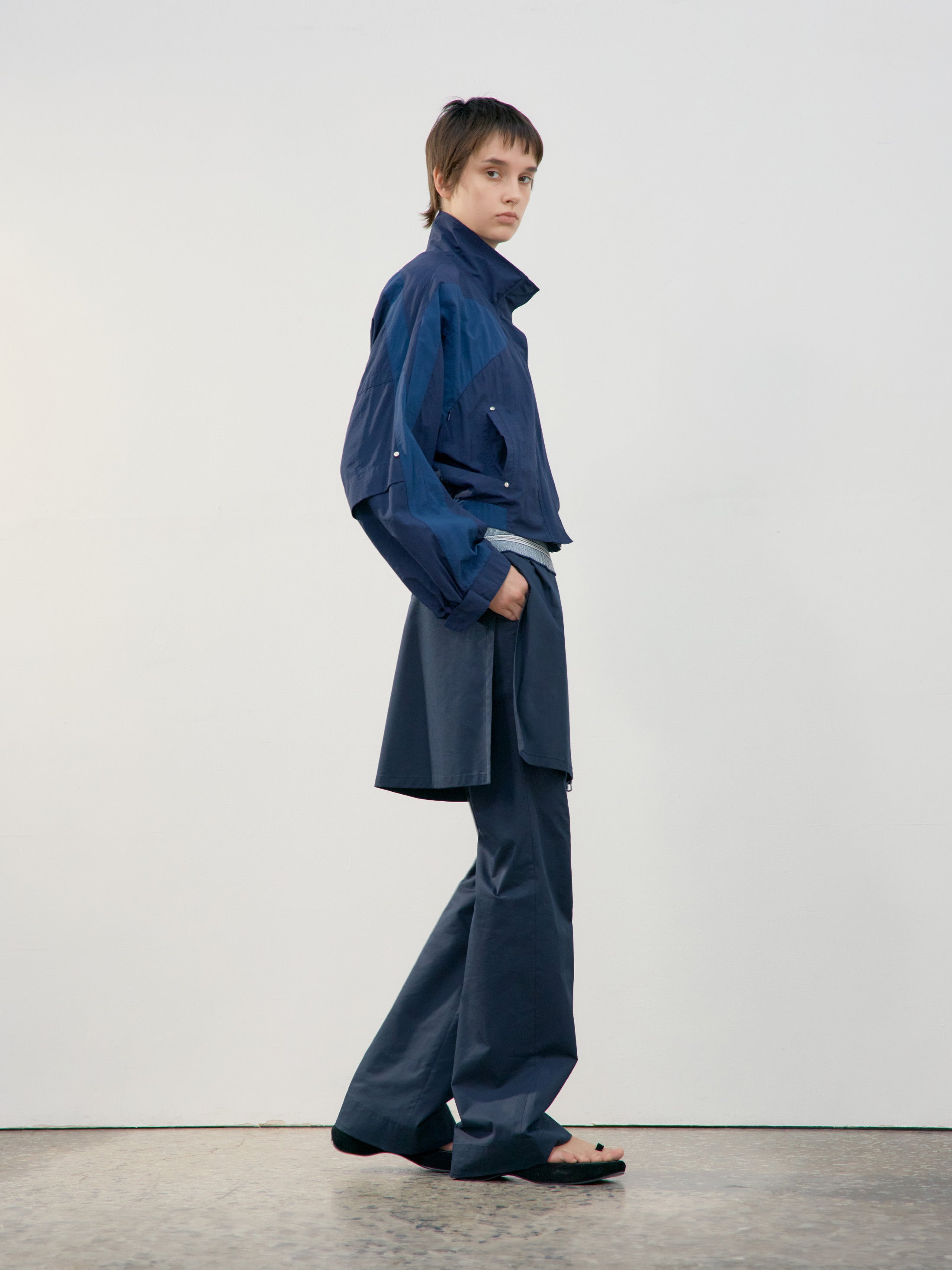 Low Classic New Layered Wrap Skirt Pants Navy