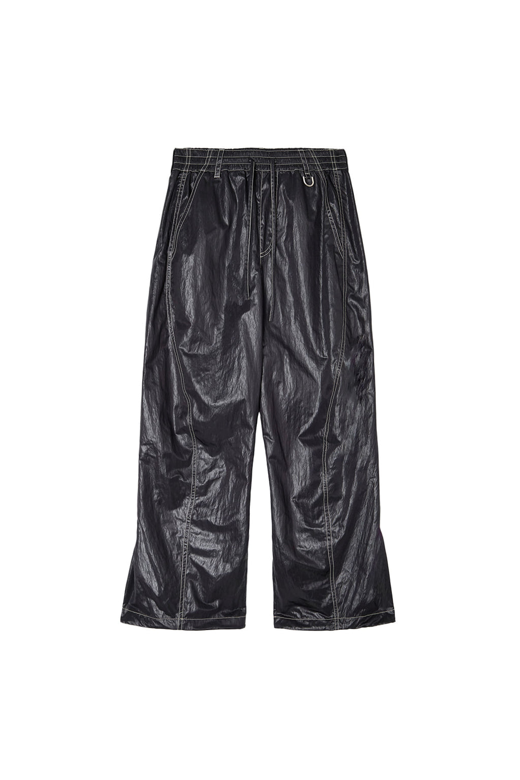 [matinkim] GLOSSY BANDING TRACK PANTS IN BLACK