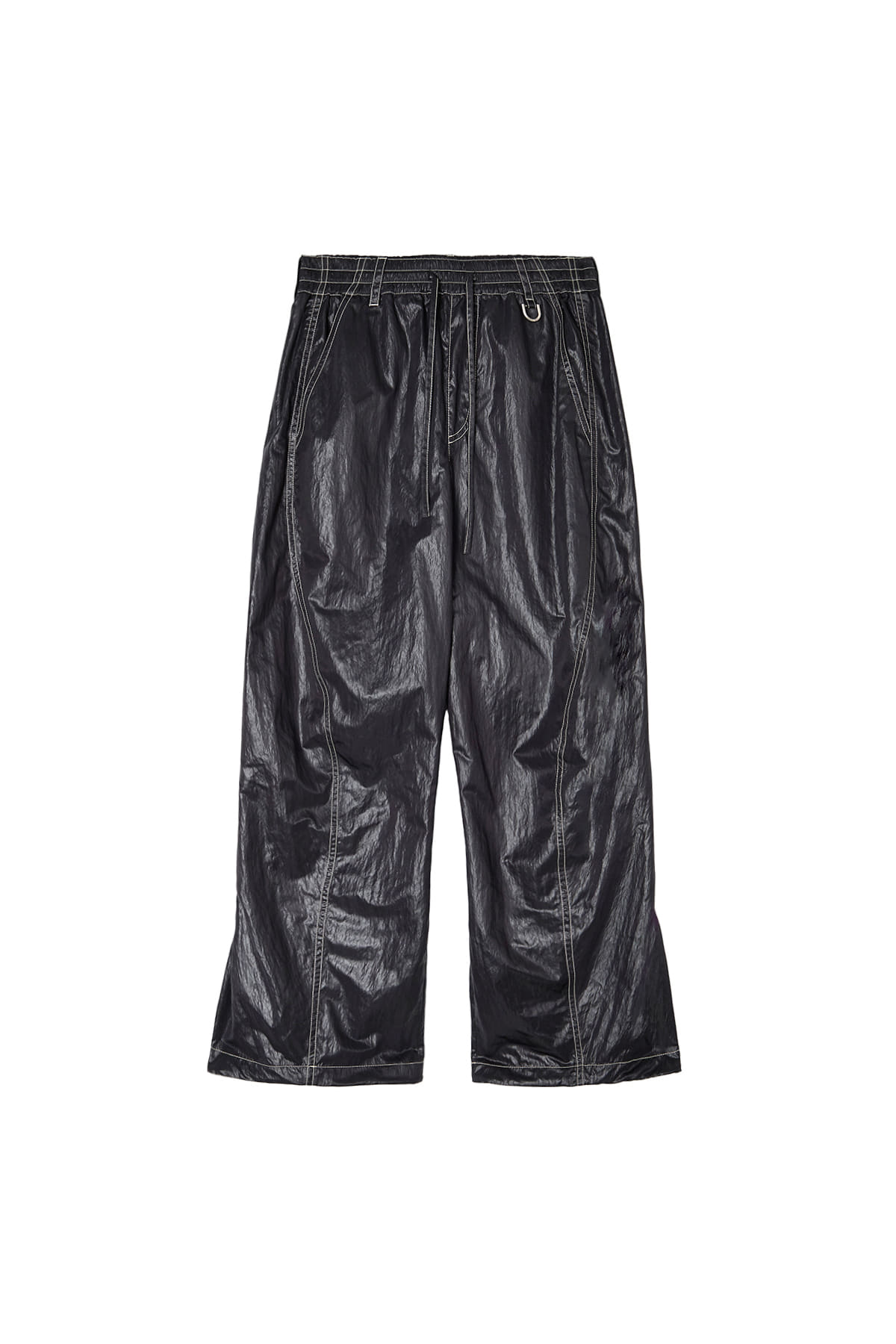 [matinkim] GLOSSY BANDING TRACK PANTS IN BLACK