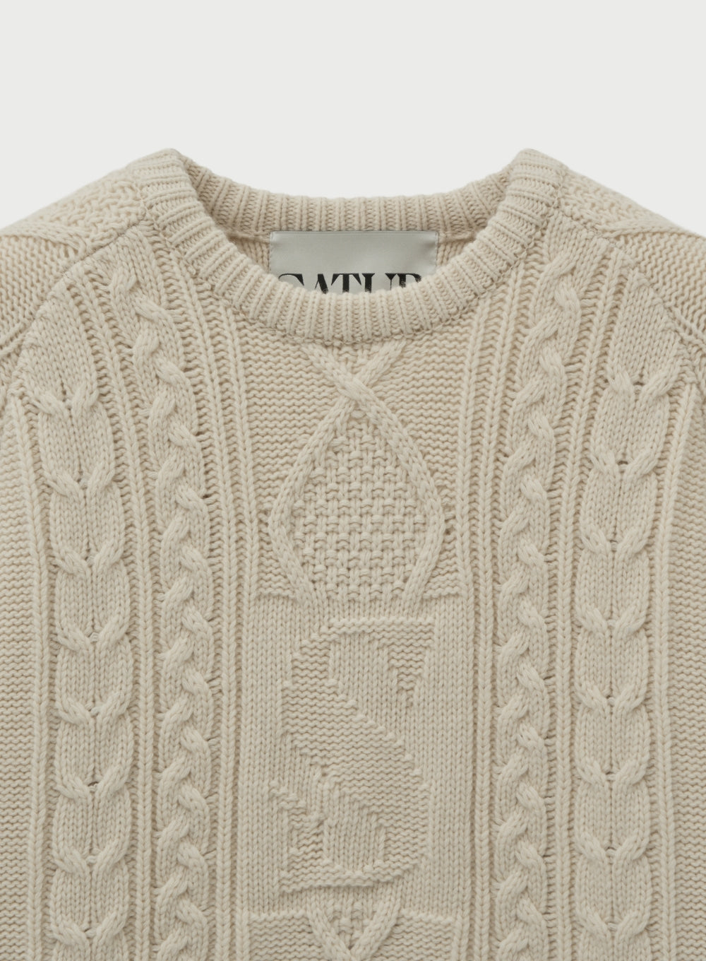 [satur] Big Cable Fisherman Pullover Knit - Cream