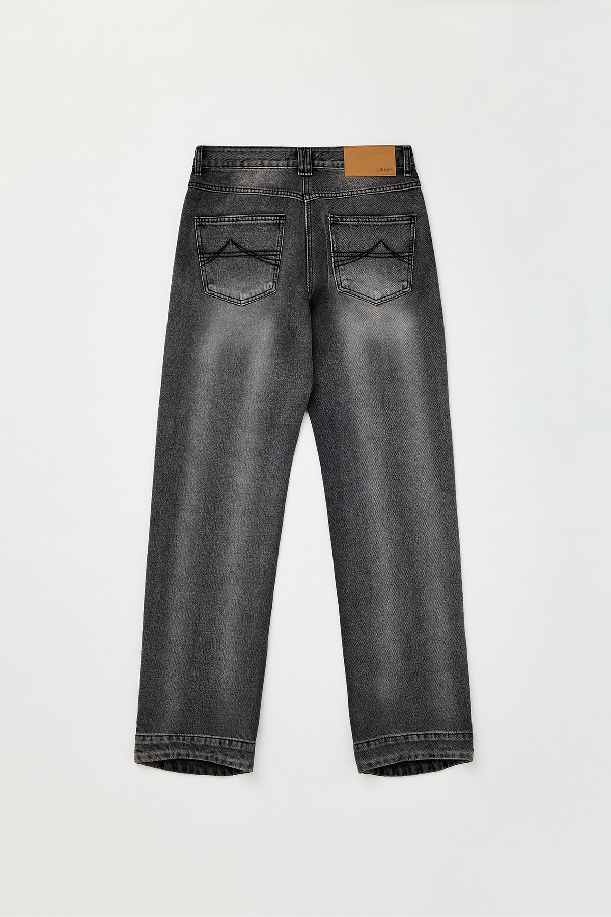 Matinkim Double Hem Washed Denim Pants IN Grey