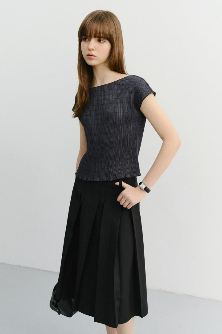 Dunst Pleats Blouse Charcoal Grey