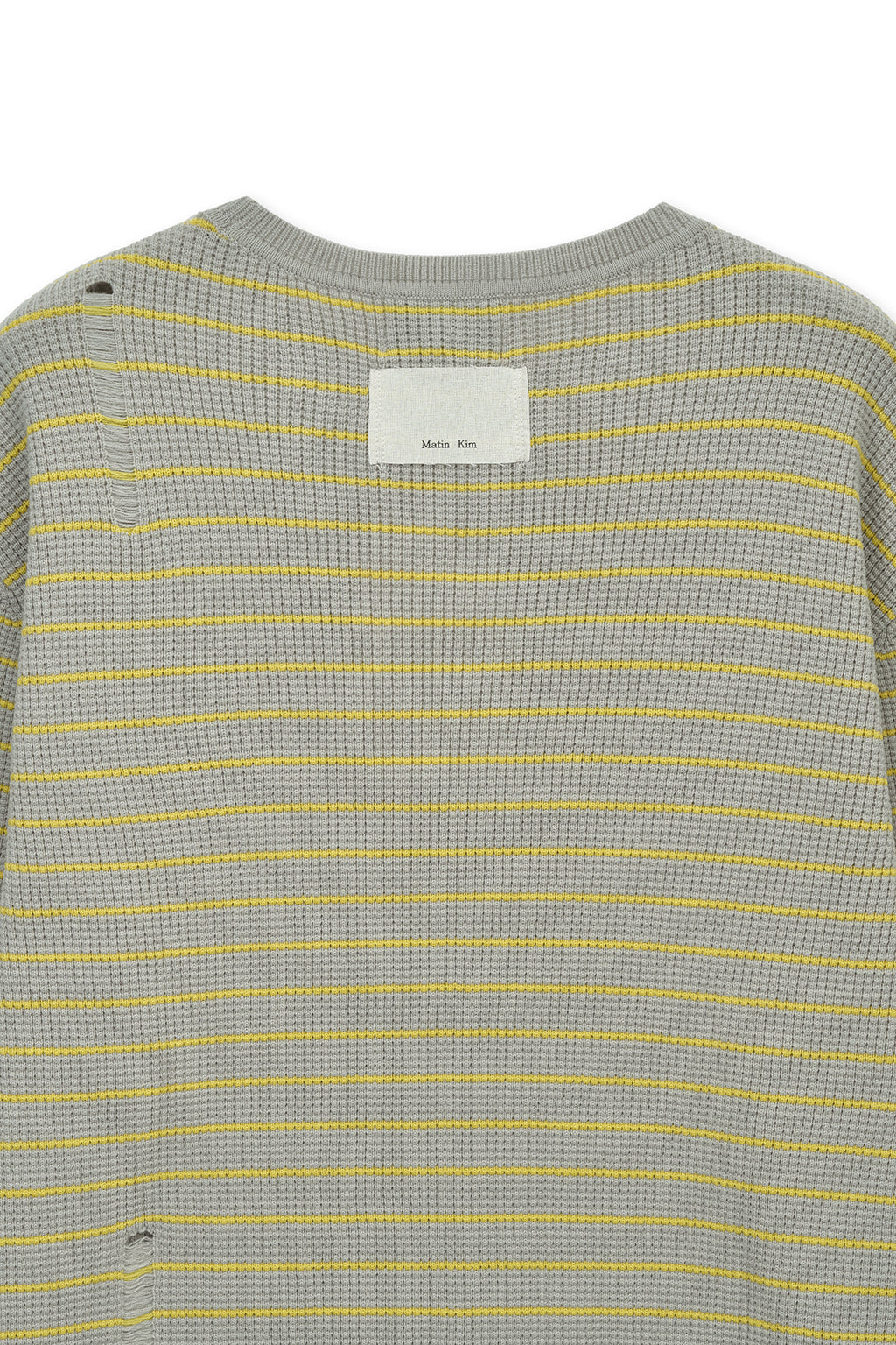 Matinkim Stripe Damaged Loose Pullover IN Beige