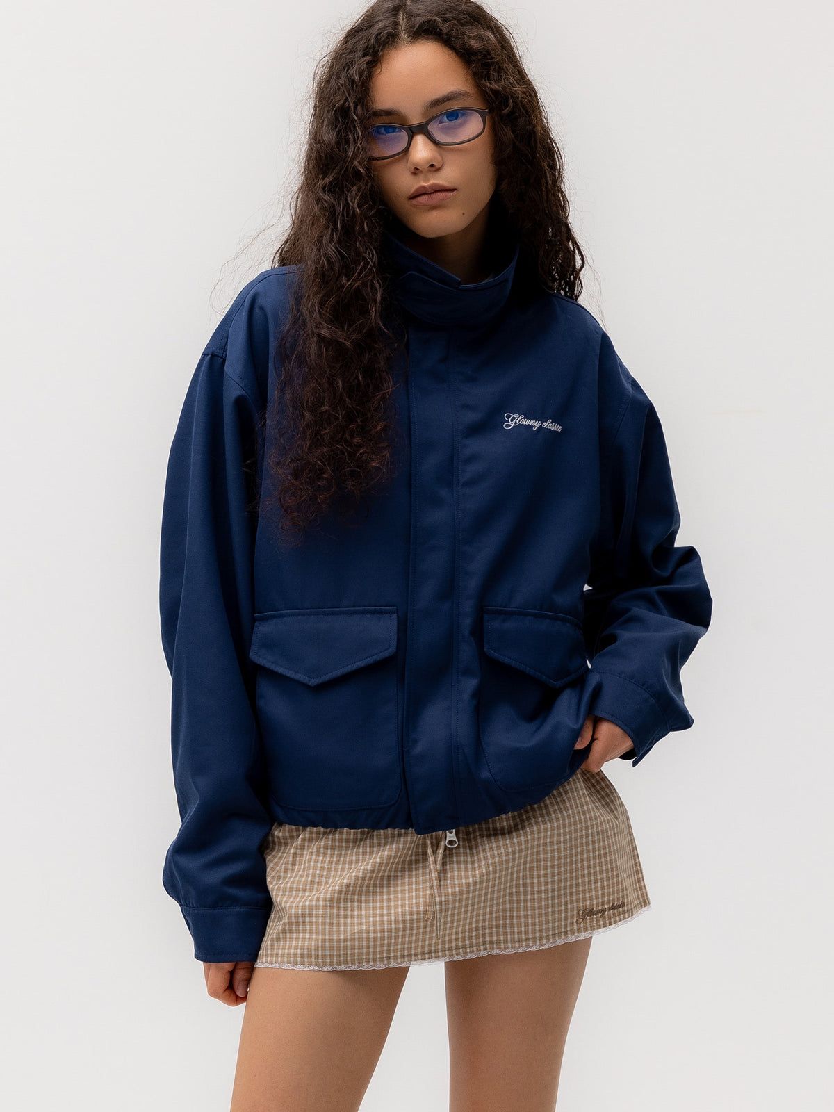 GLOWNY G Soft Blouson Jacket (Navy)