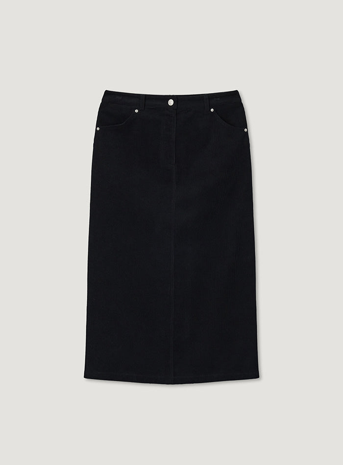 Mango Maniplease Plee Corduroy Skirt Black