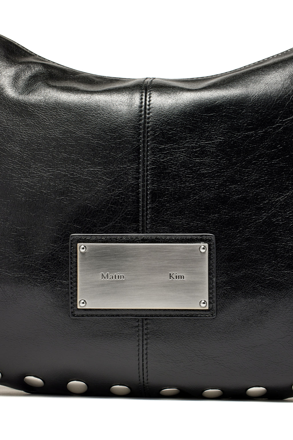 [matinkim] STUD LEATHER HOBO BAG IN BLACK