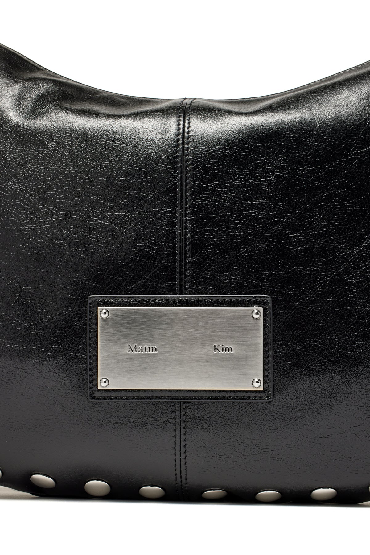 [matinkim] STUD LEATHER HOBO BAG IN BLACK