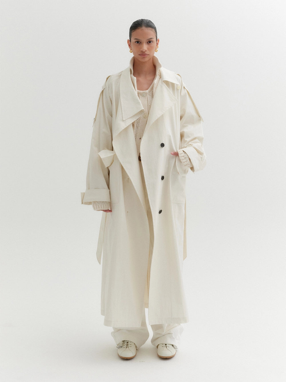 EENK Relaxed Trench Coat - Ivory