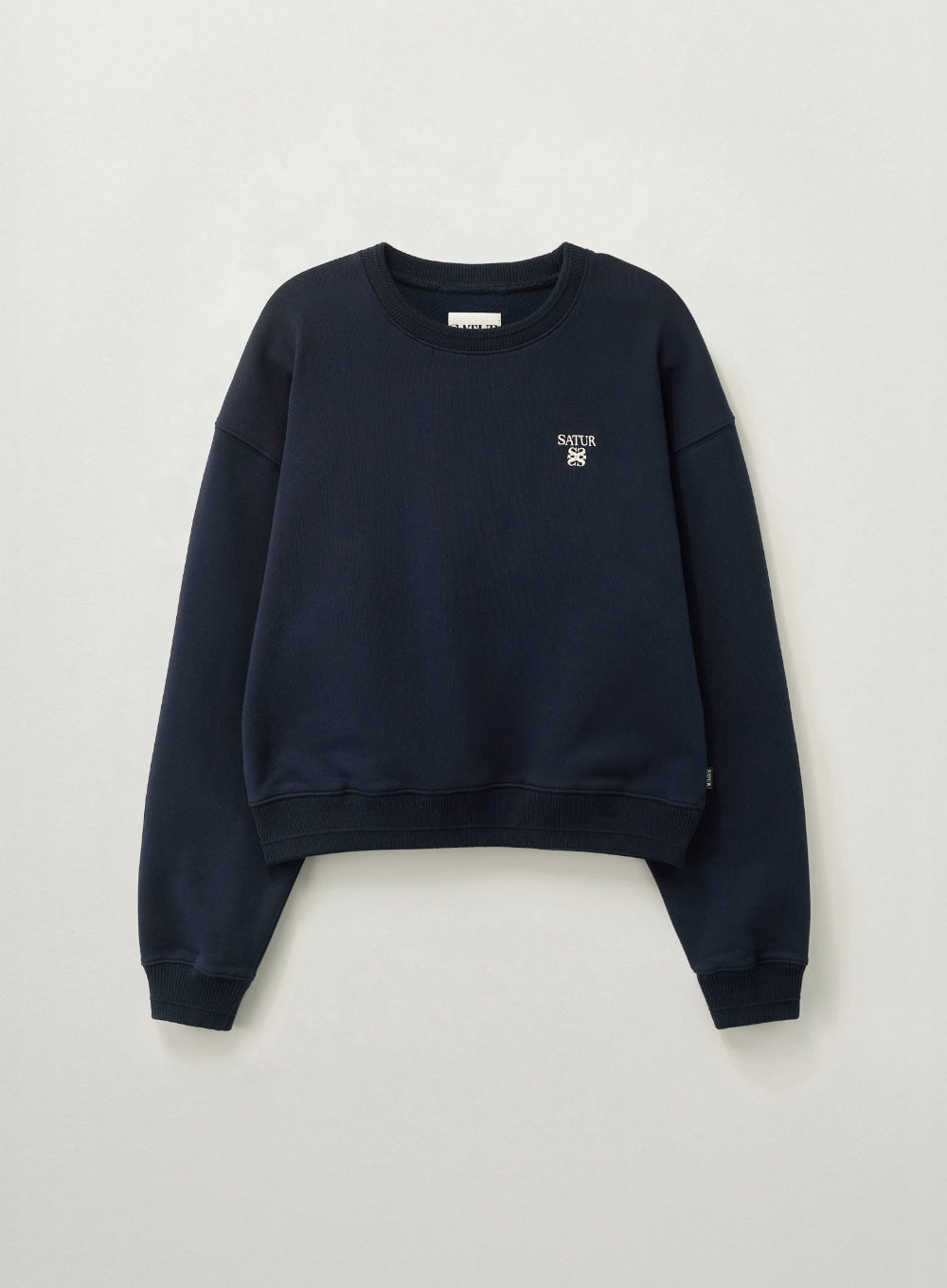 [satur] (W) Loren Small Logo Basic Crop Sweatshirt - Navy