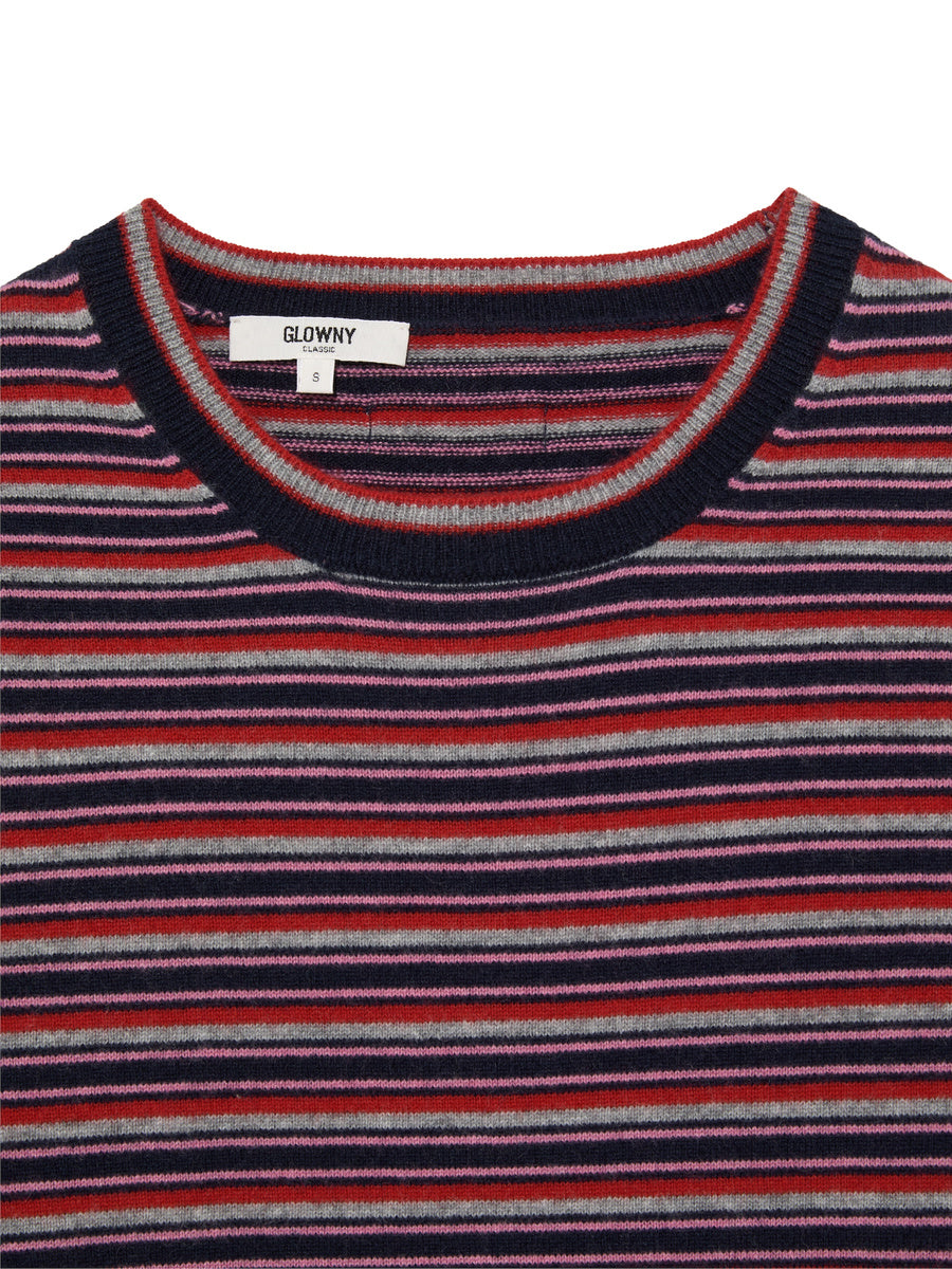GLOWNY G Mixed Stripe Cashmere Knit (Red)