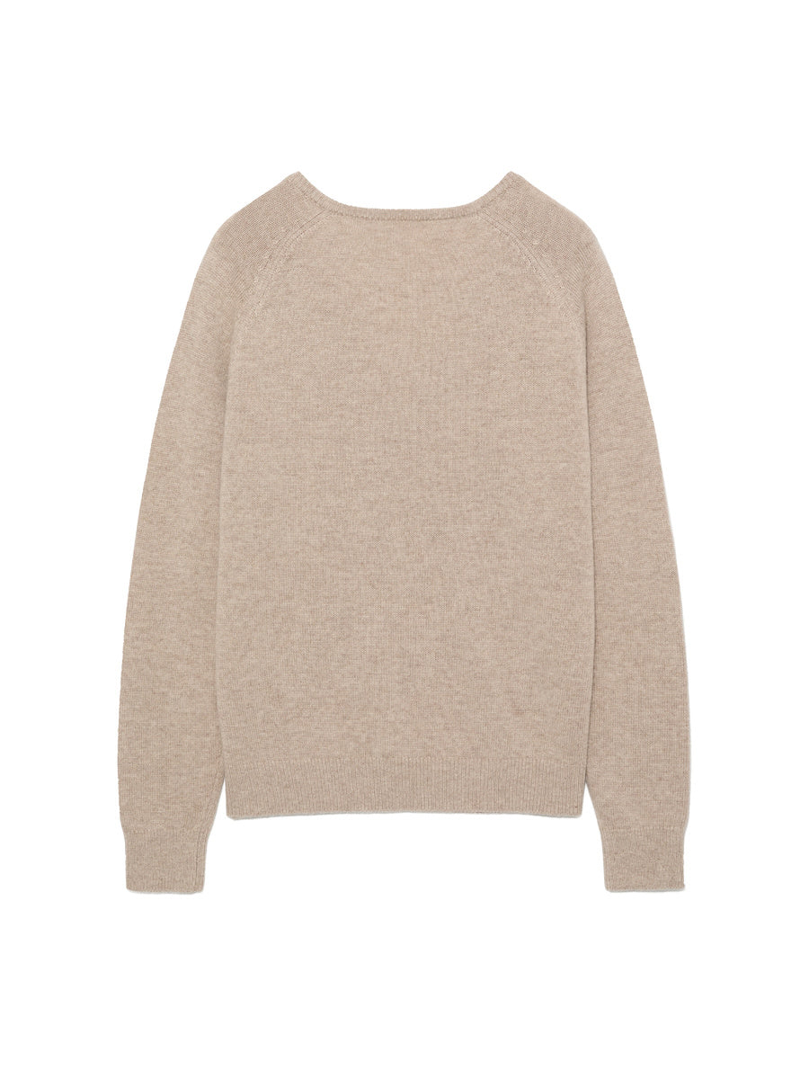 GLOWNY G Loose Deep V-Neck Knit (Oatmeal)