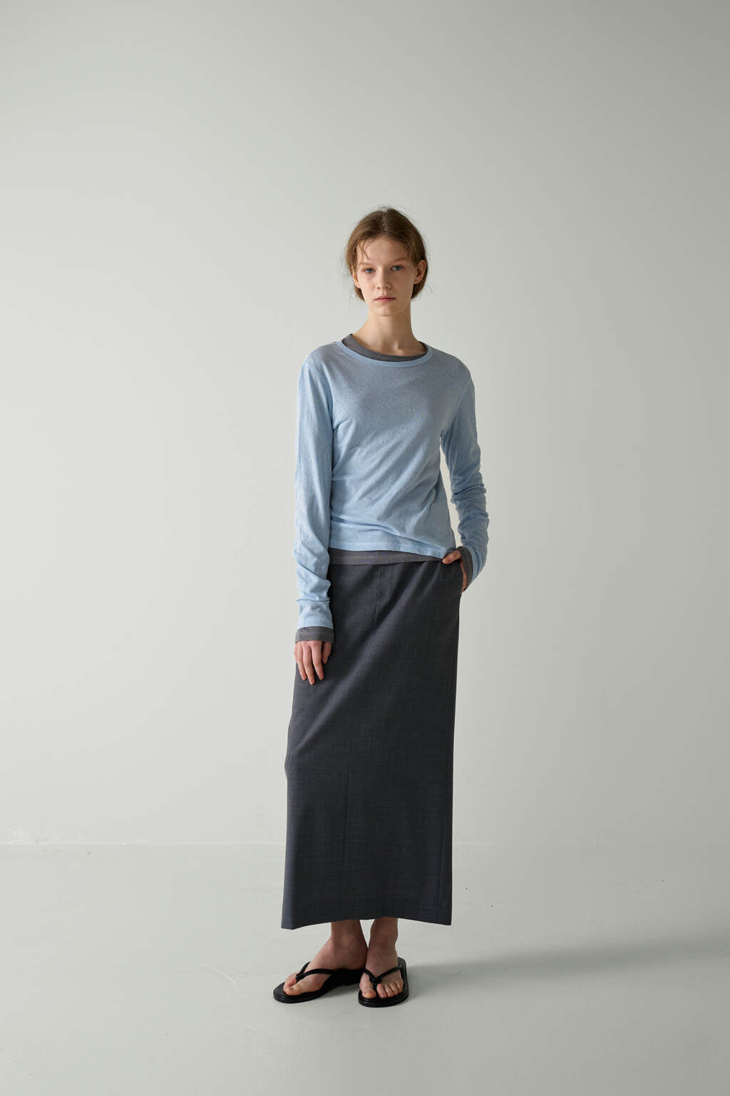 Facade Pattern Classic Maxi Skirt charcoal