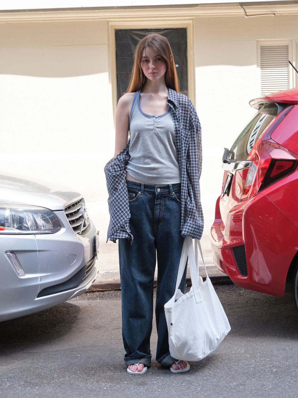 Low Classic Oversized Lc Sheer Checked Shirt Navy
