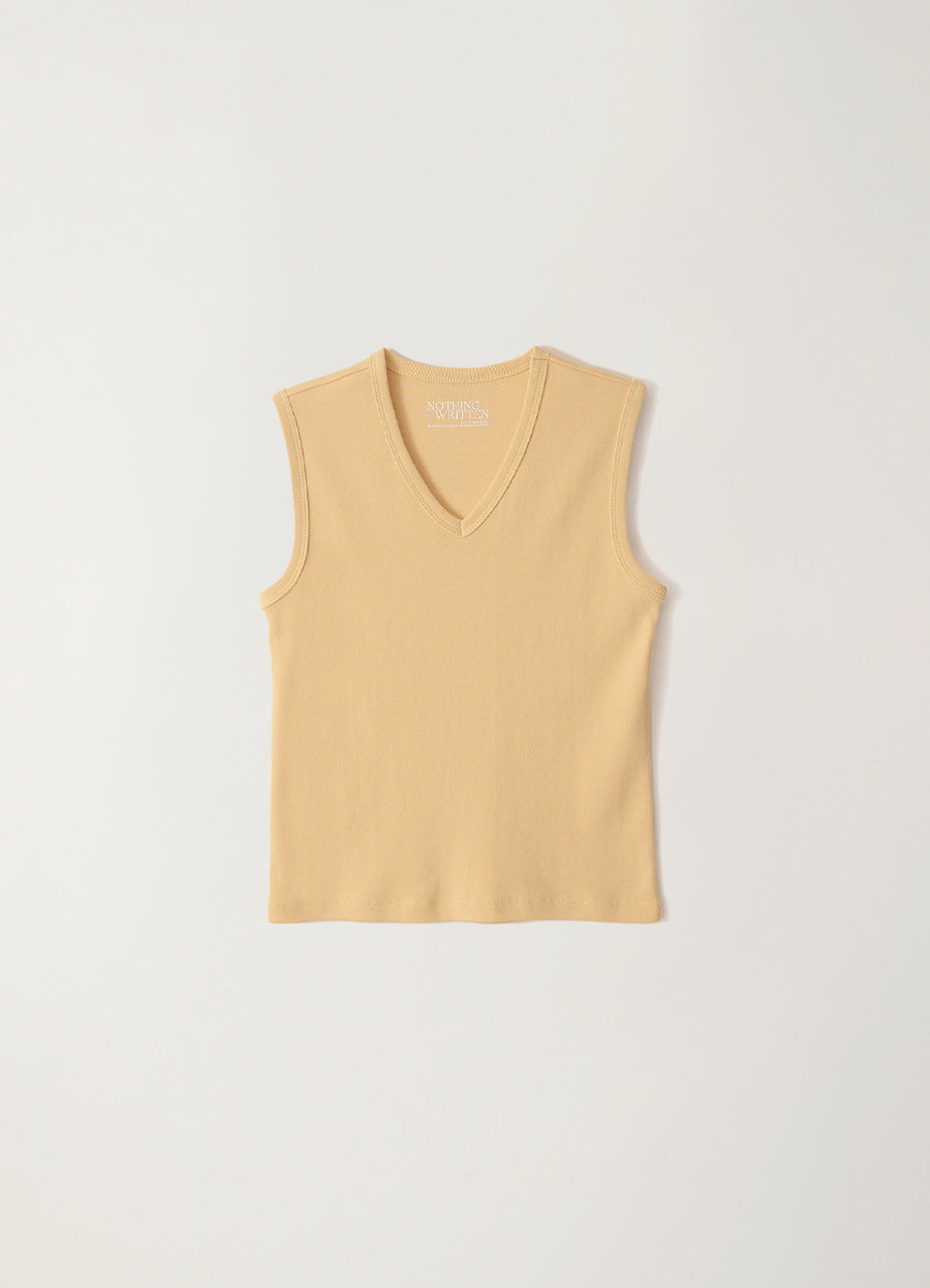 Nothing Written 90s v-neck sleeveless top (Vanilla butter)