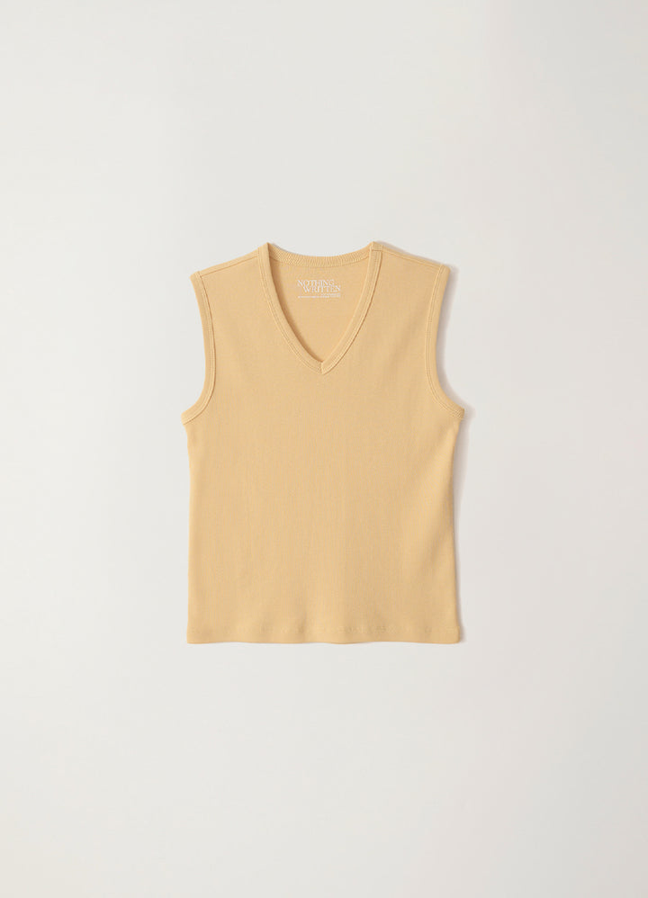 Nothing Written 90s v-neck sleeveless top (Vanilla butter)