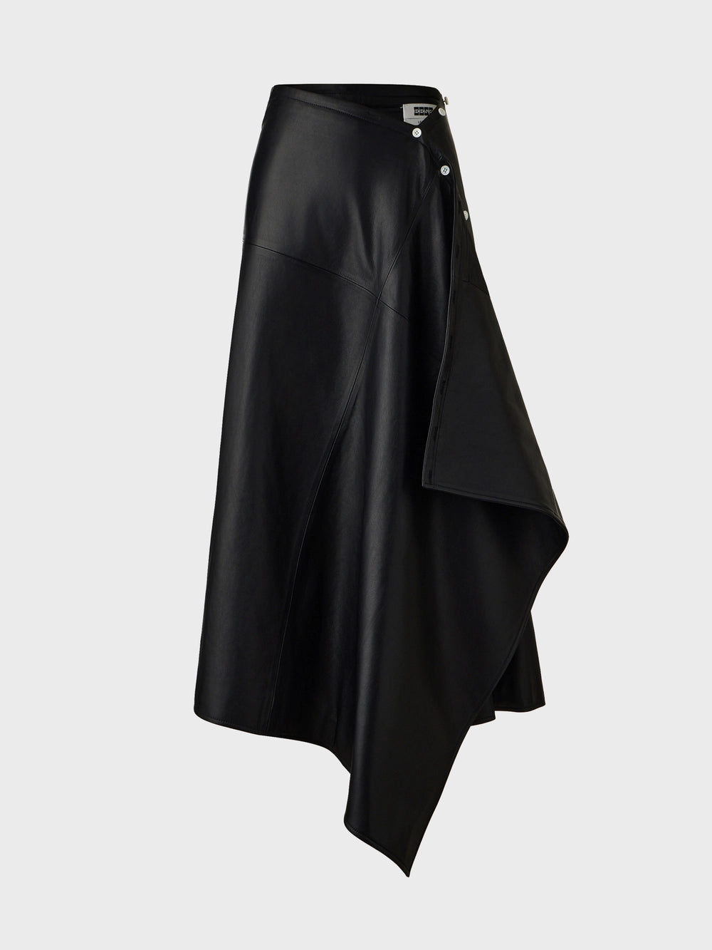 EENK Side Button Convertible Leather Skirt - Black