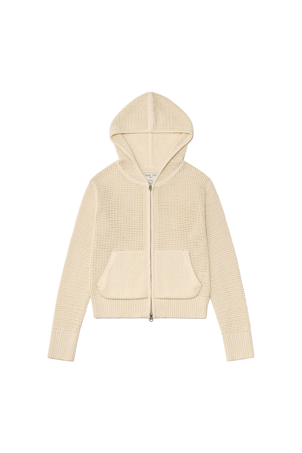 Matinkim Two Tone Mesh Knit Hoody Zip UP IN Ivory