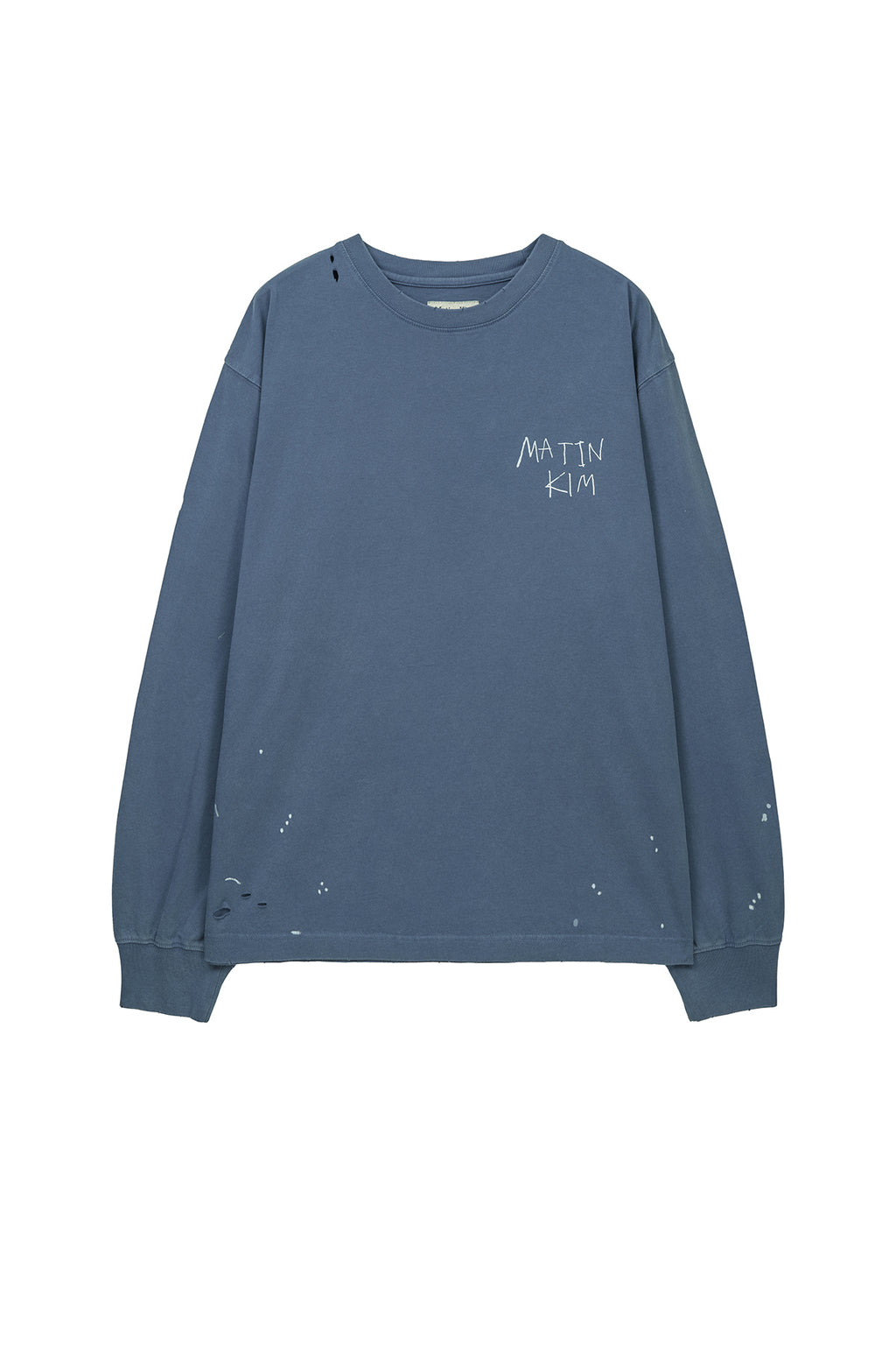 [matinkim] VINTAGE WASHED LOGO TOP IN SMOKE BLUE