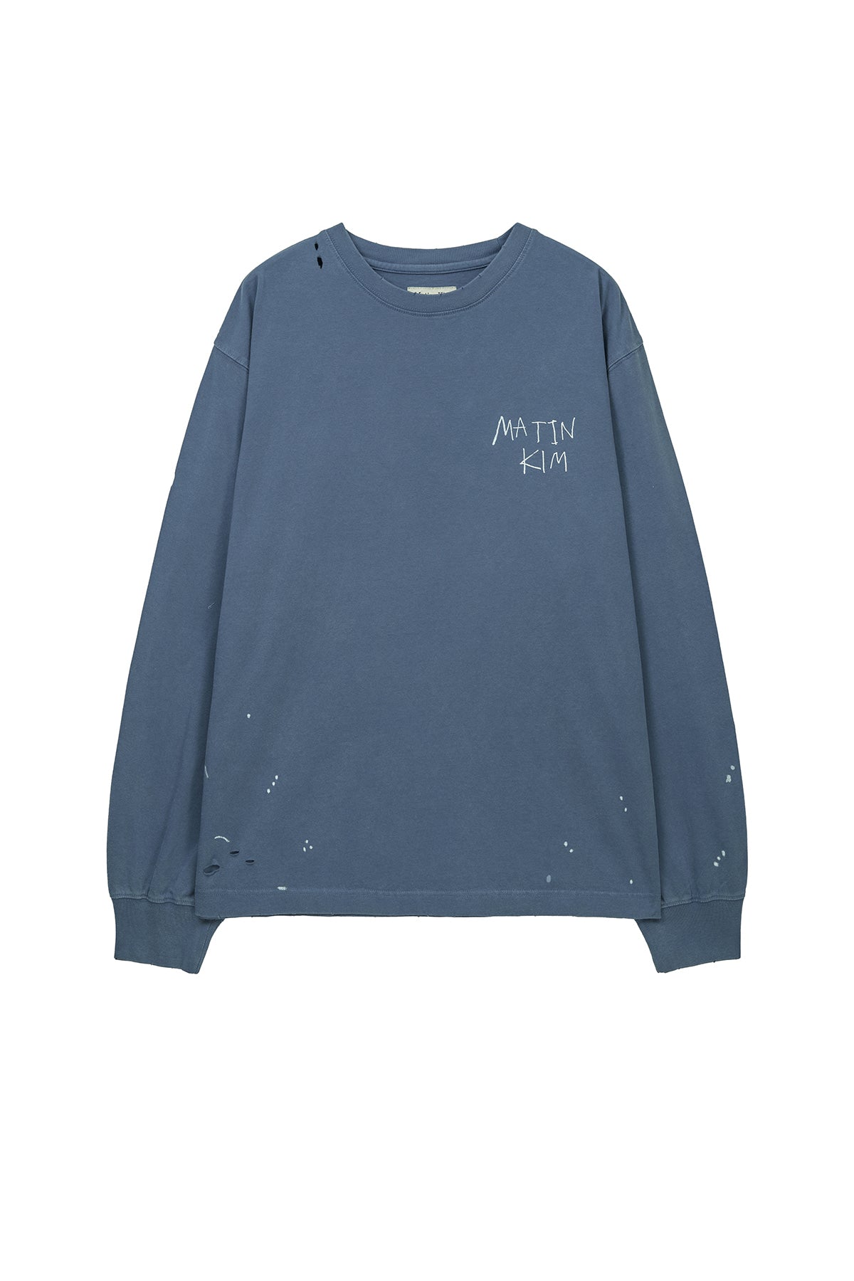 [matinkim] Vintage Washed Logo Top IN Smoke Blue