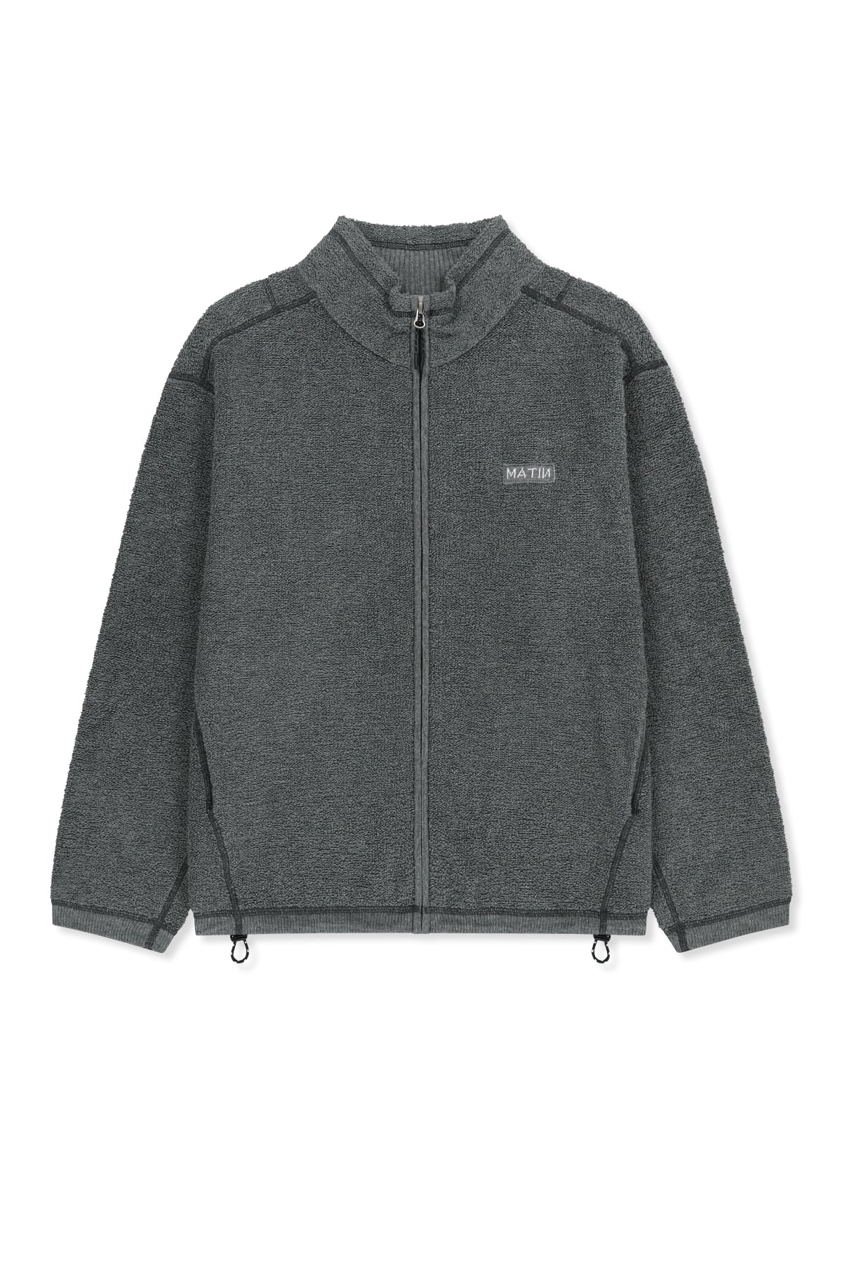 Matinkim Boucle Texture Knit Zip UP IN Grey