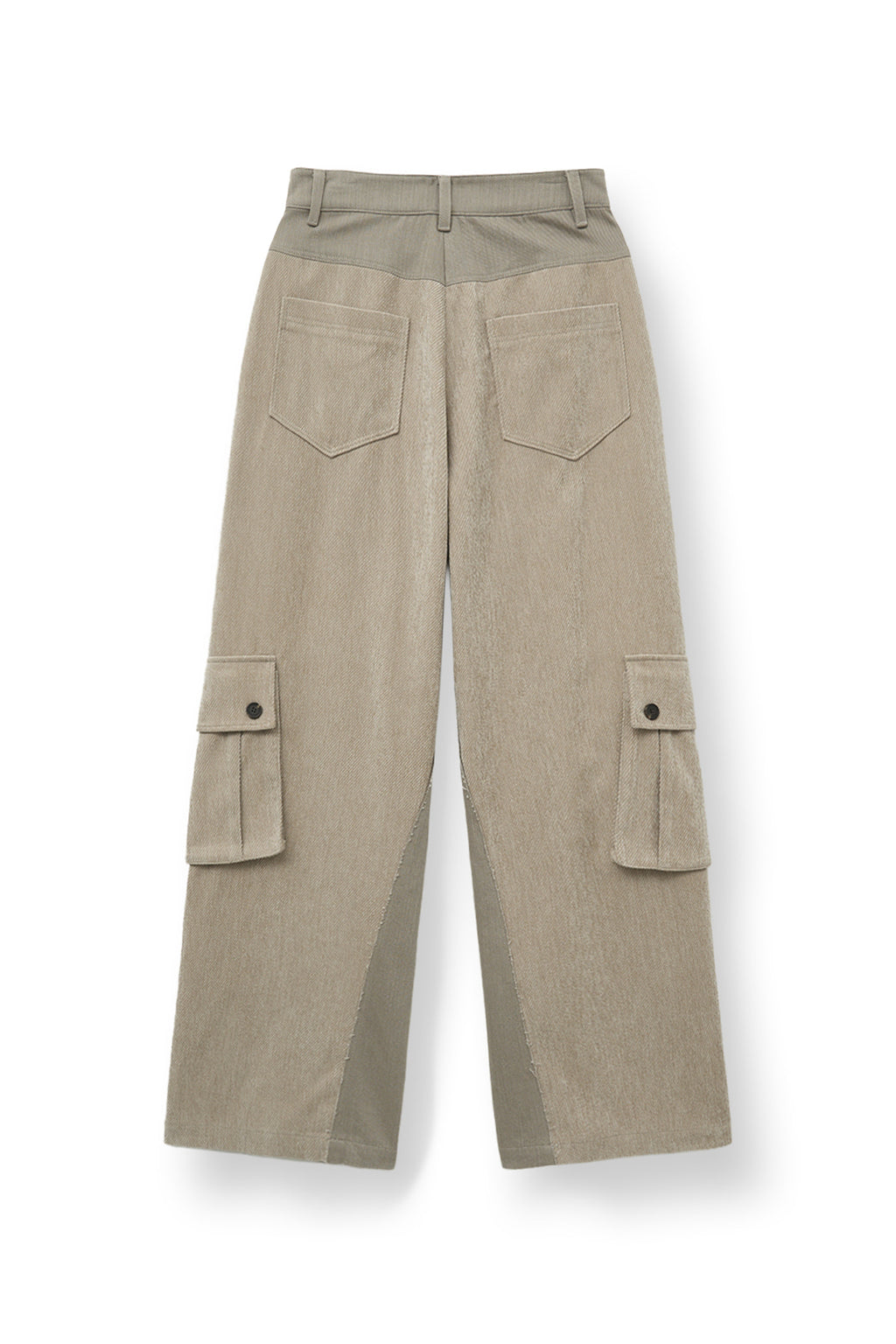 [matinkim] Big Pocket Two Tone Wide Pants IN Beige