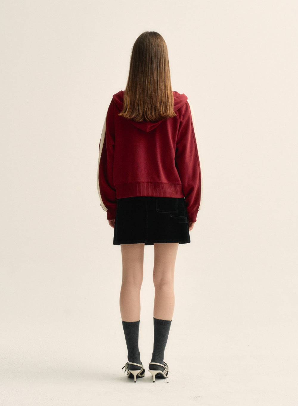 [satur] (W) Lawton Loose Fit Hood Zip-up - Burgundy