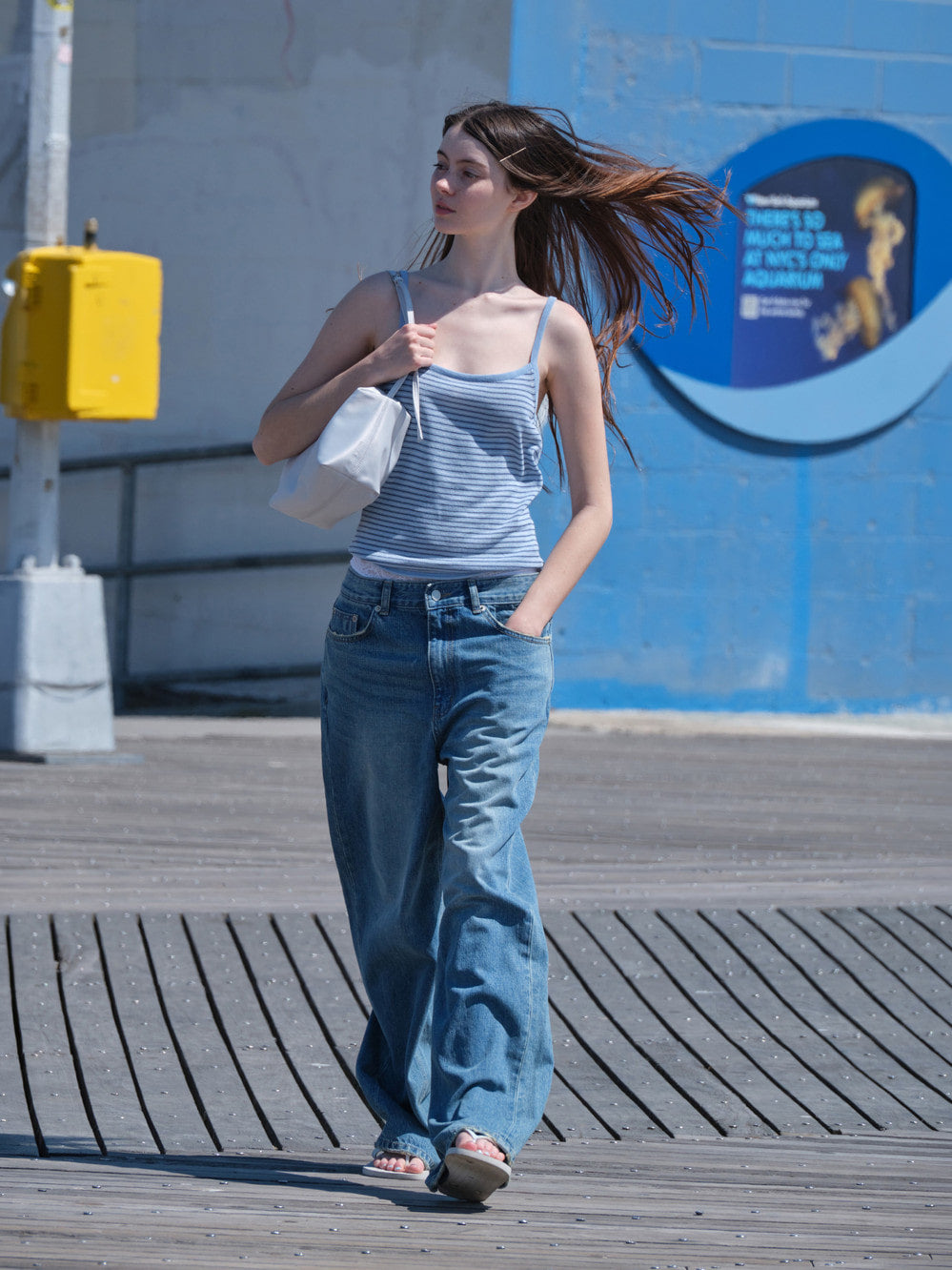 Low Classic Paper Stripe Knit Camisole Baby Blue