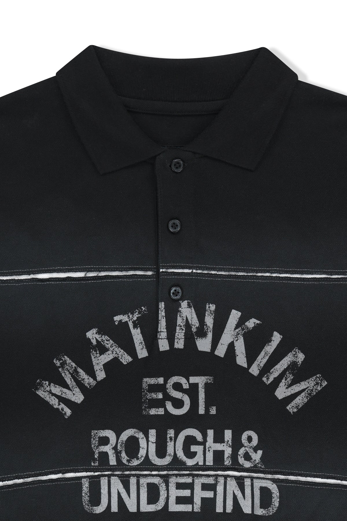 Matinkim Reveal Stripe Logo Collar Top For Men IN Black