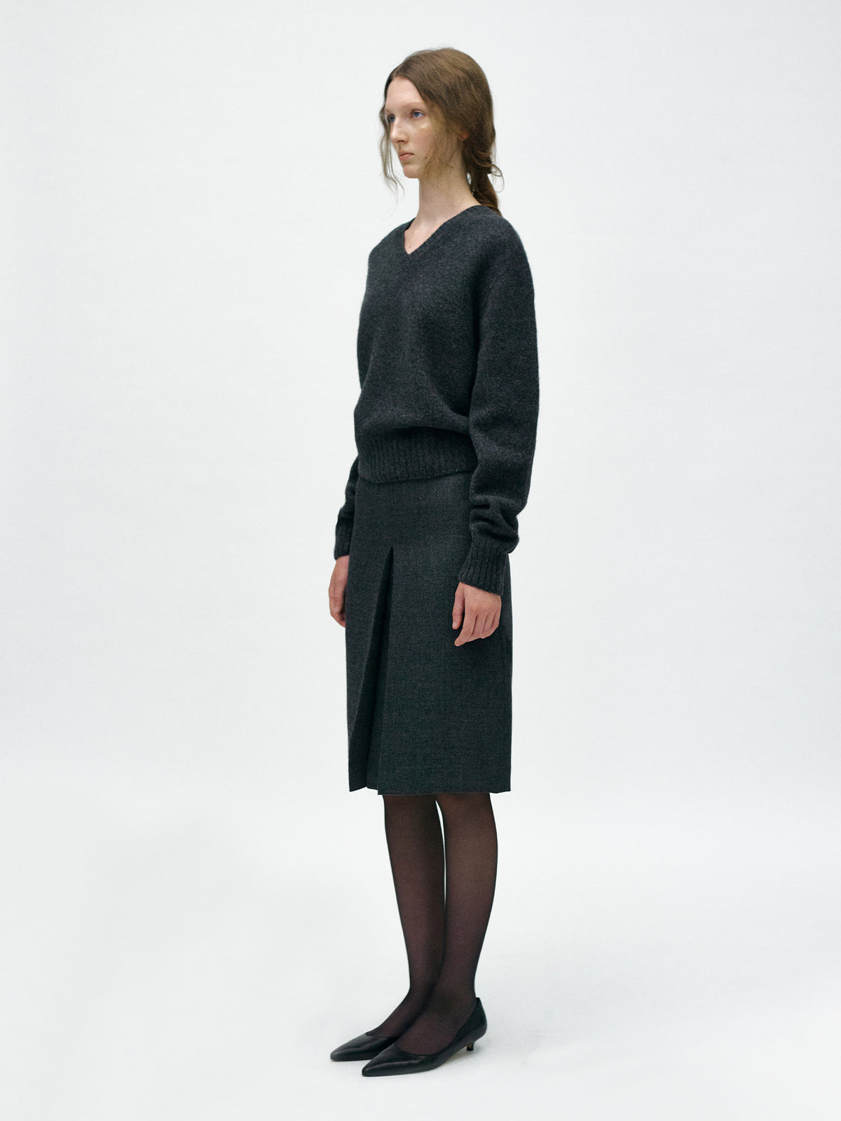 Nothing Written Lune a-line wool skirt (Charcoal) (Pre-order, ships from Oct 27)