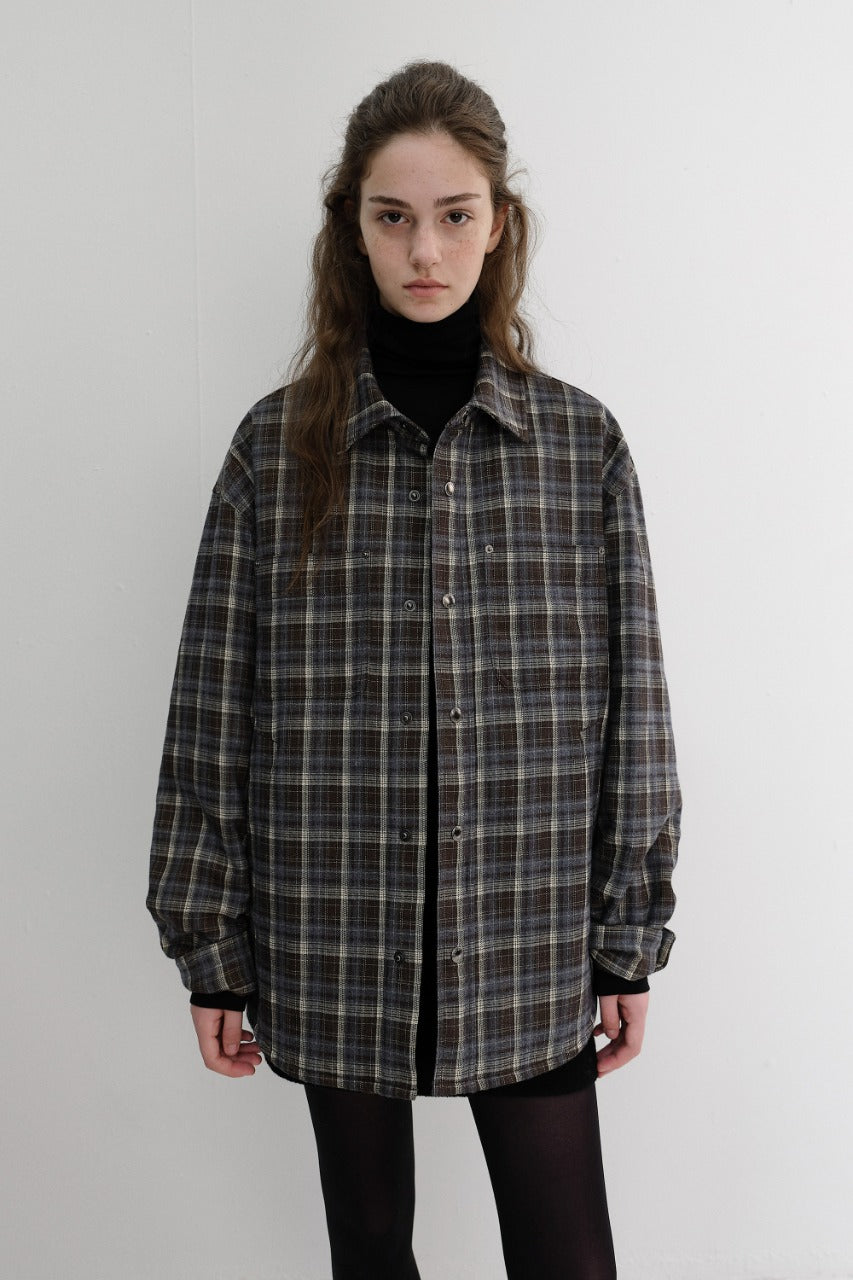 Dunst Unisex Quilted Flannel Shirt Brown Check